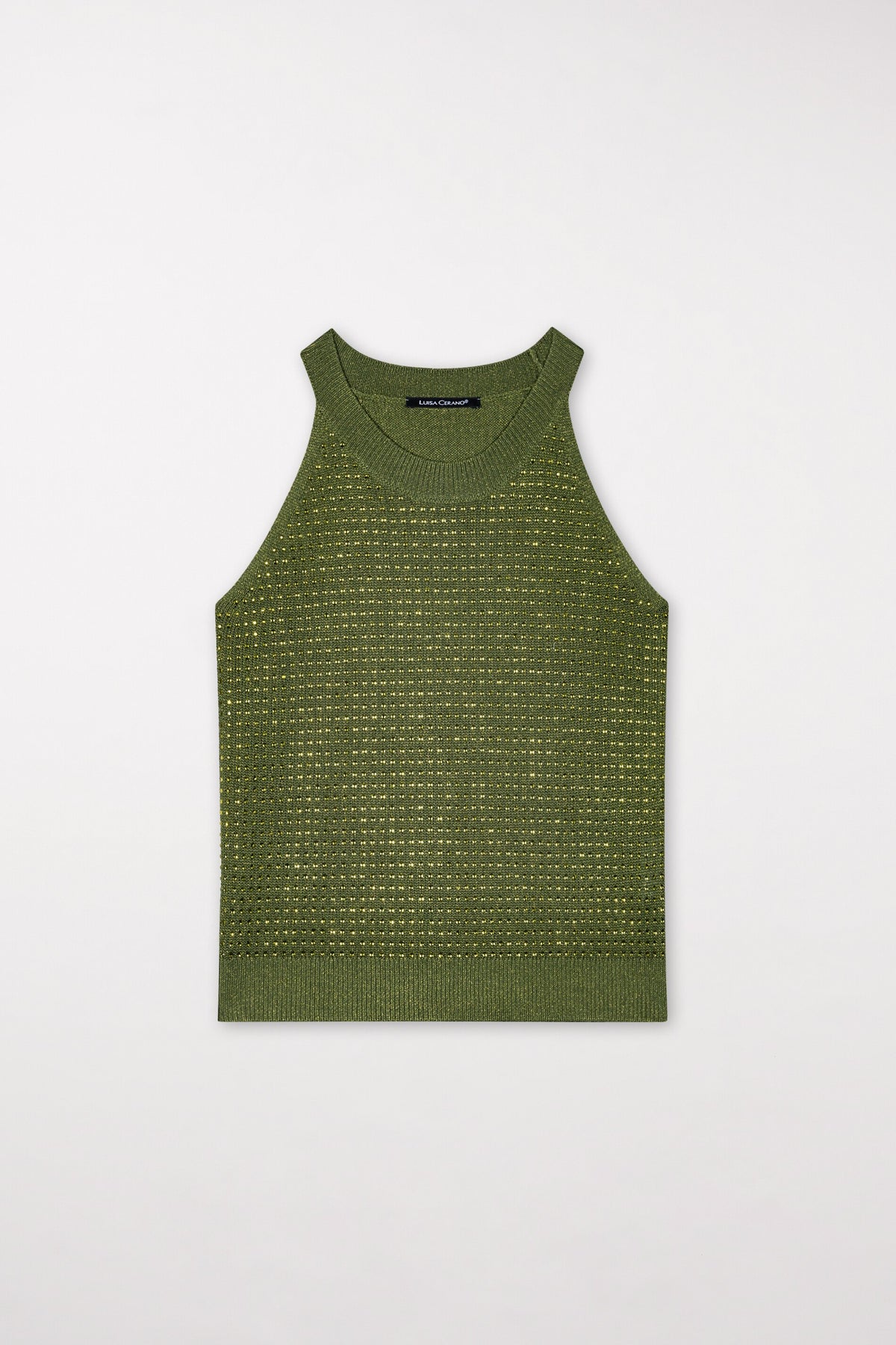 Stricktop mit Strass-Steinen - moss green - Standard | Artikel Front
