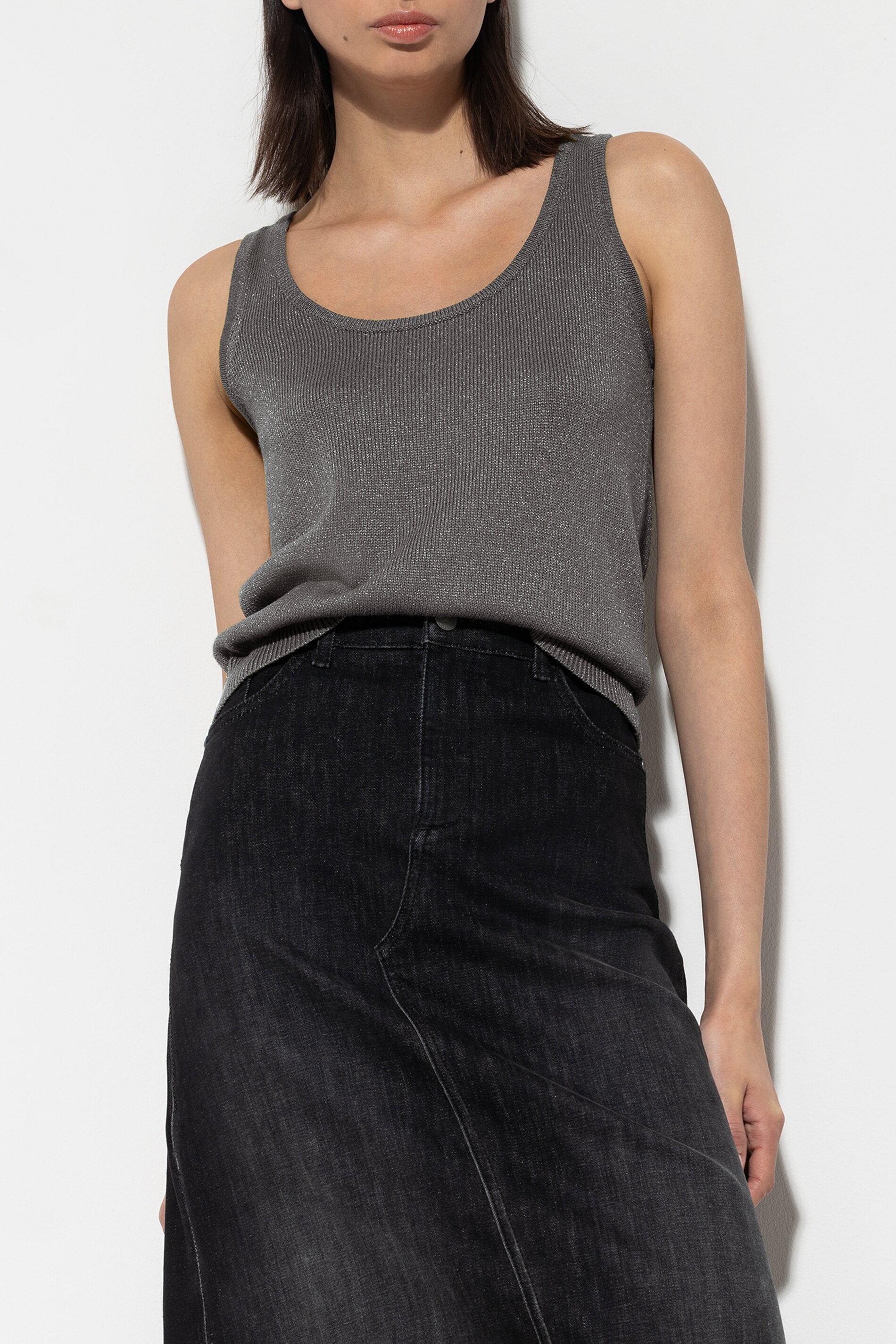 Strick-Tanktop - taupe - Standard | Model Front