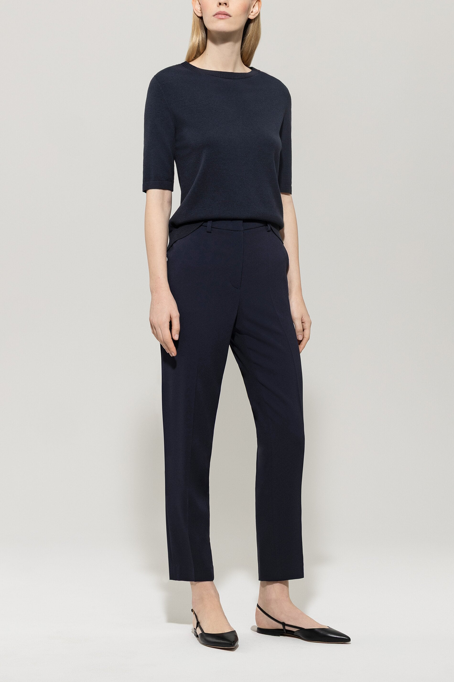 Feinstrick-Pullover - dark navy - Standard | Model Front