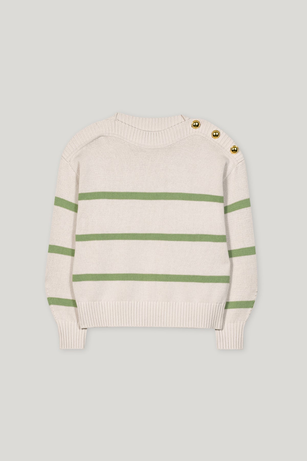 Pullover mit Streifen - cream / smoky green - Standard | Artikel Front