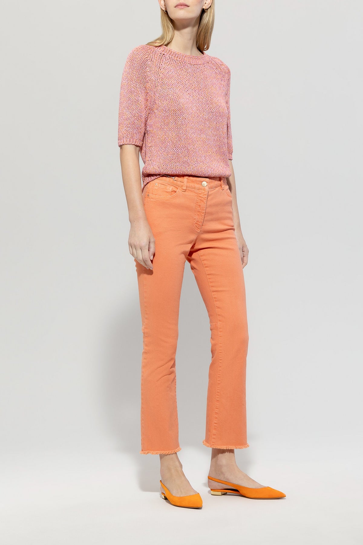 Pullover aus Leinen-Mix - cherry blossom / peachy orange - Standard | Model Front