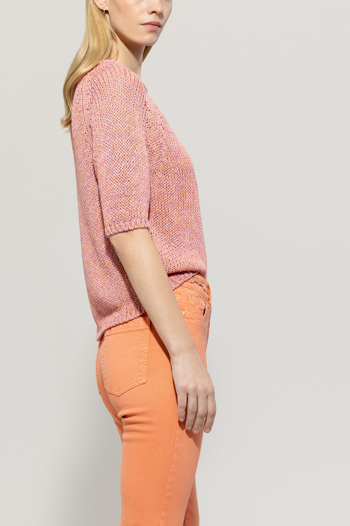 Pullover aus Leinen-Mix - cherry blossom / peachy orange - Standard | Model Seite