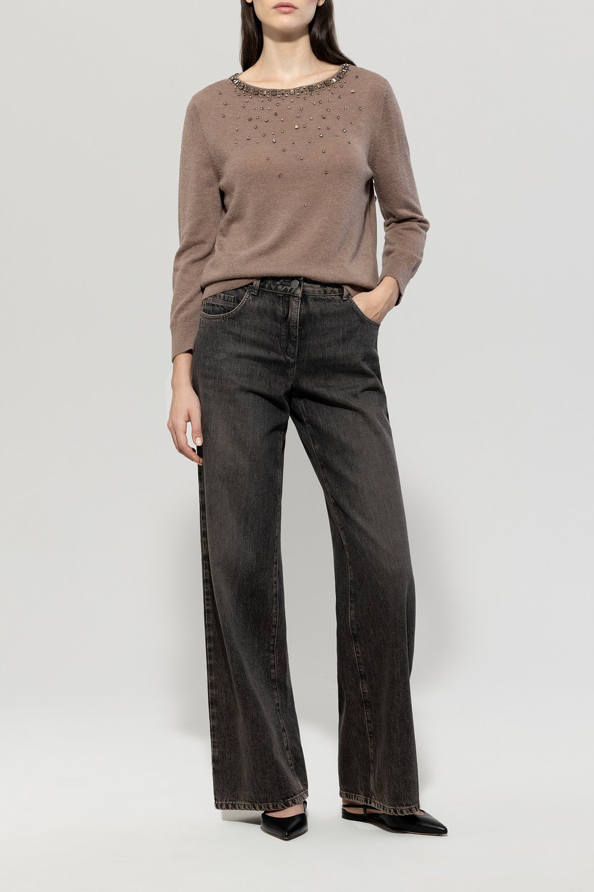 Feinstrick-Pullover - mushroom - Standard | Model Front