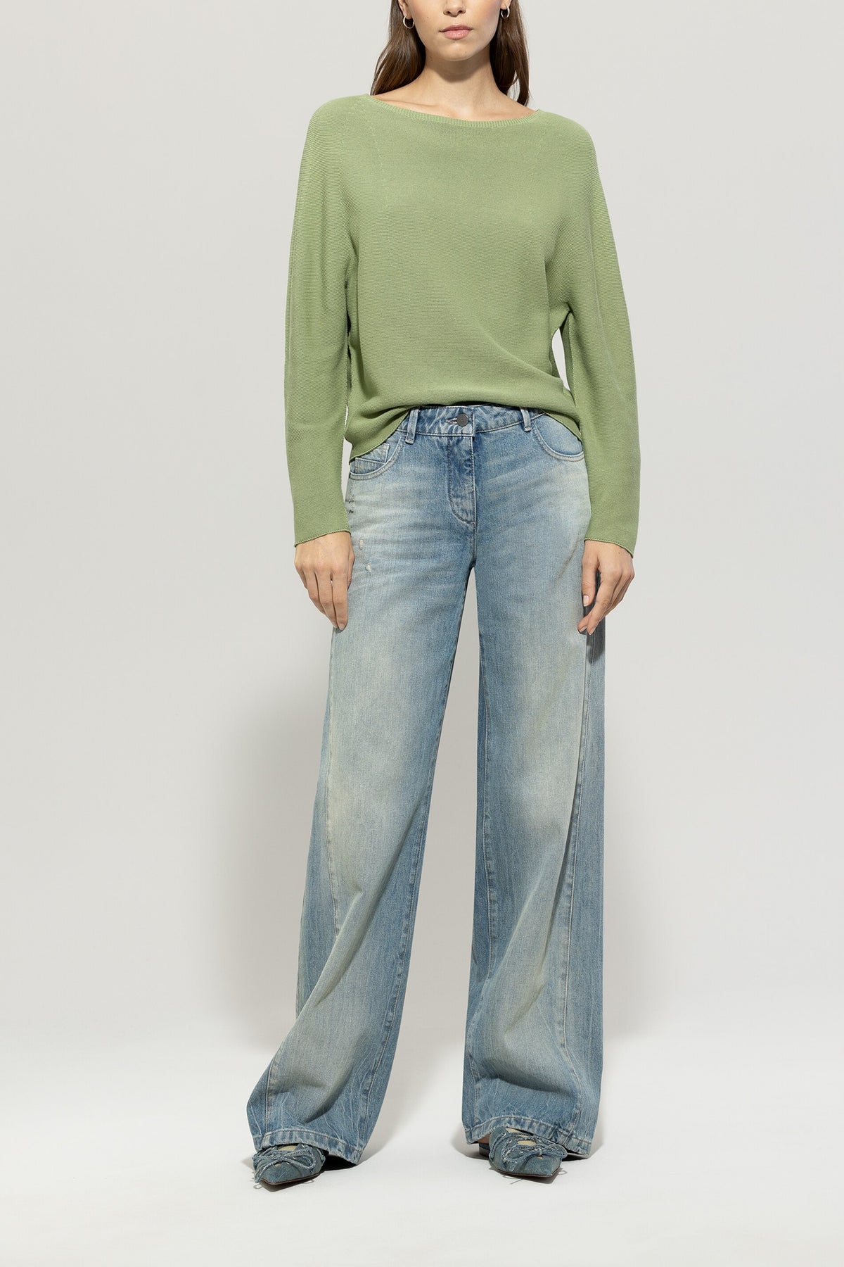 Pullover in Links-Struktur - easy green - Standard | Model Front