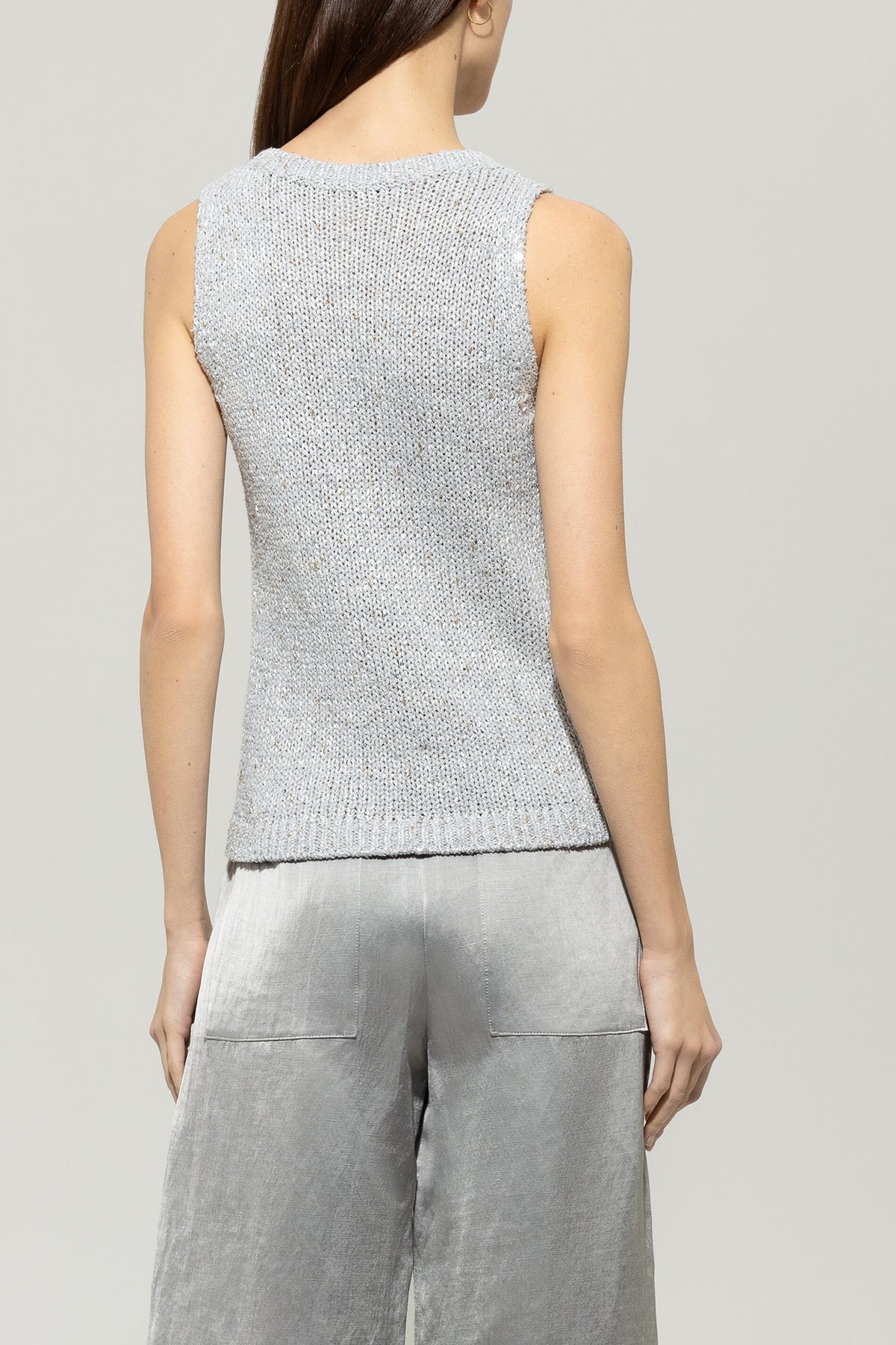 Top aus Fancy-Garn - silver grey - Standard | Model Rück