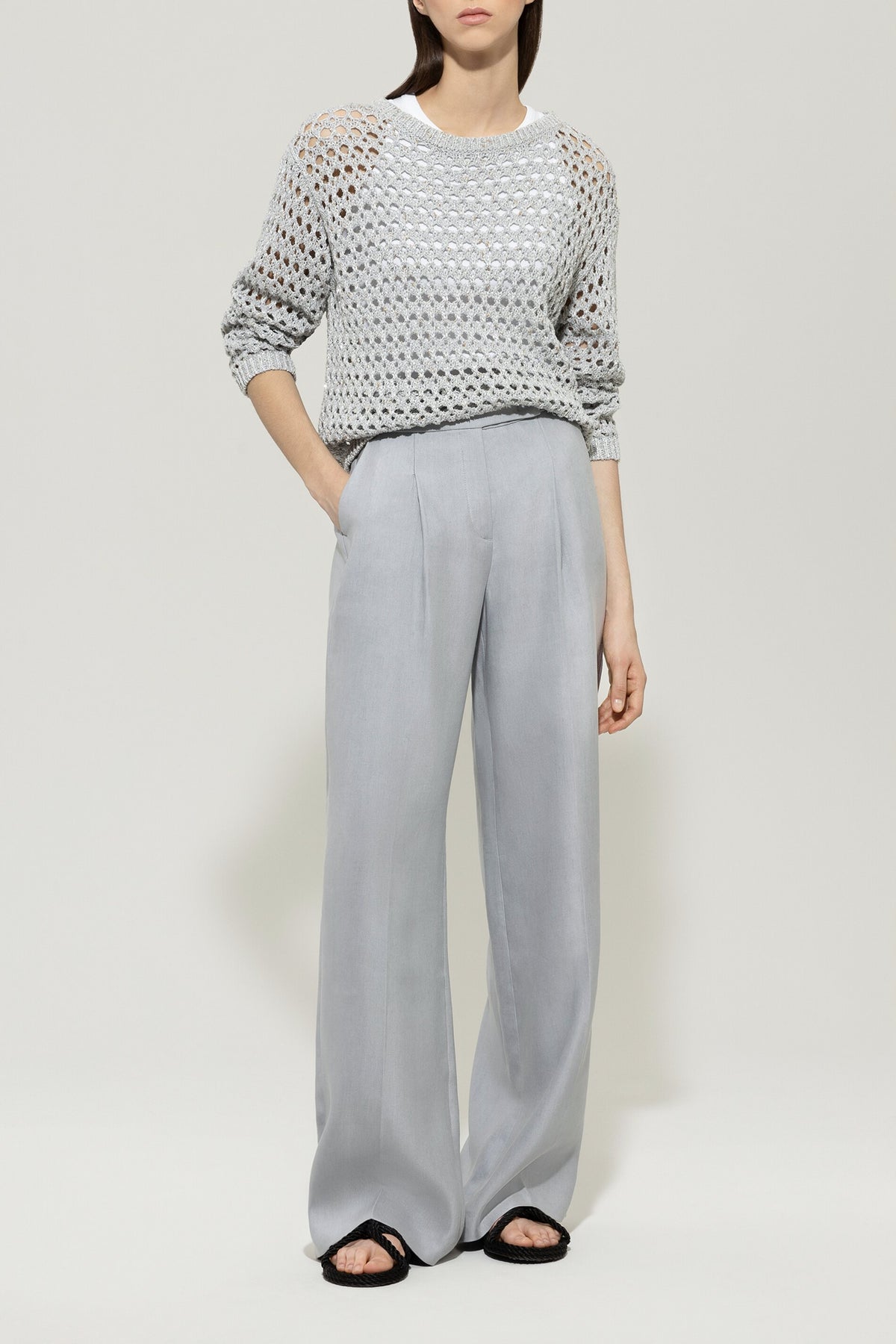 Pullover aus Fancy-Garn - silver grey - Standard | Model Front