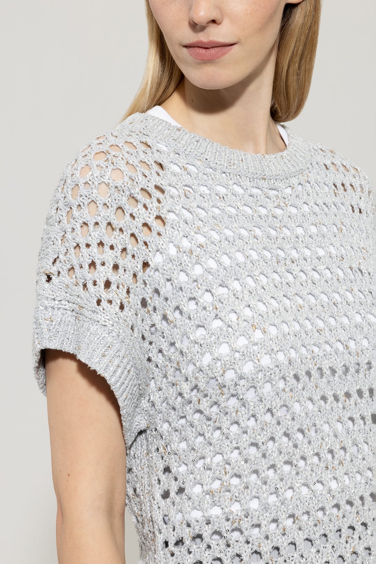 Stricktop aus Fancy-Garn - silver grey - Standard | Model Detail