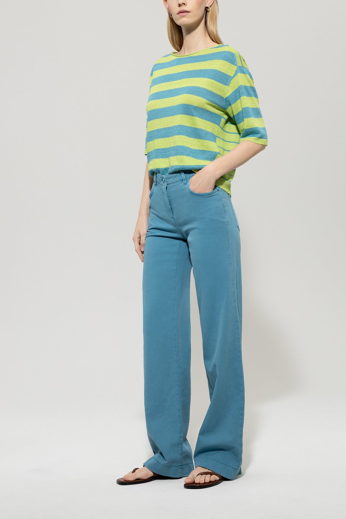 Leinen-Ringel-Pullover - multi - Standard | Model Front