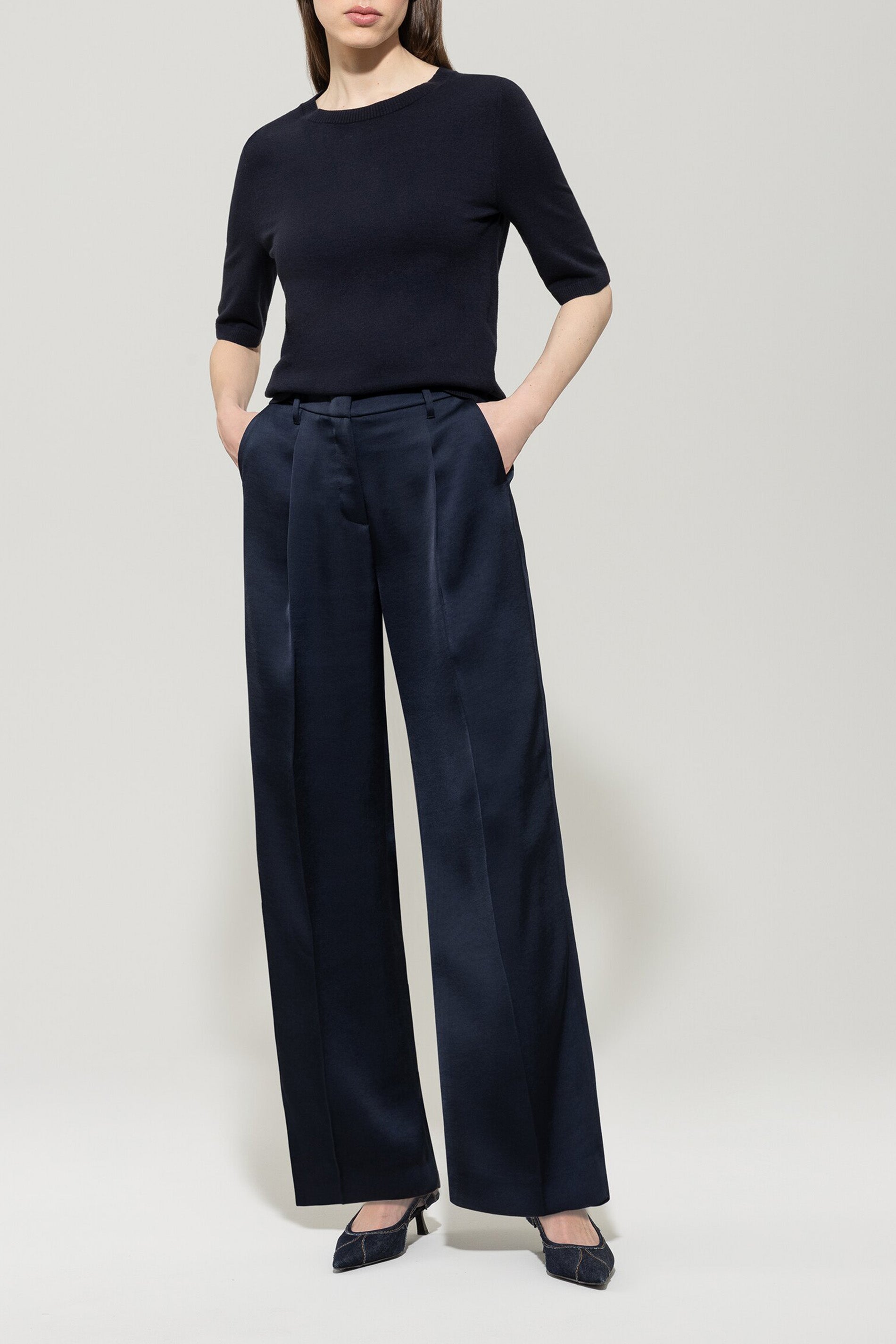 Feinstrick-Pullover - dark blue - Standard | Model Front