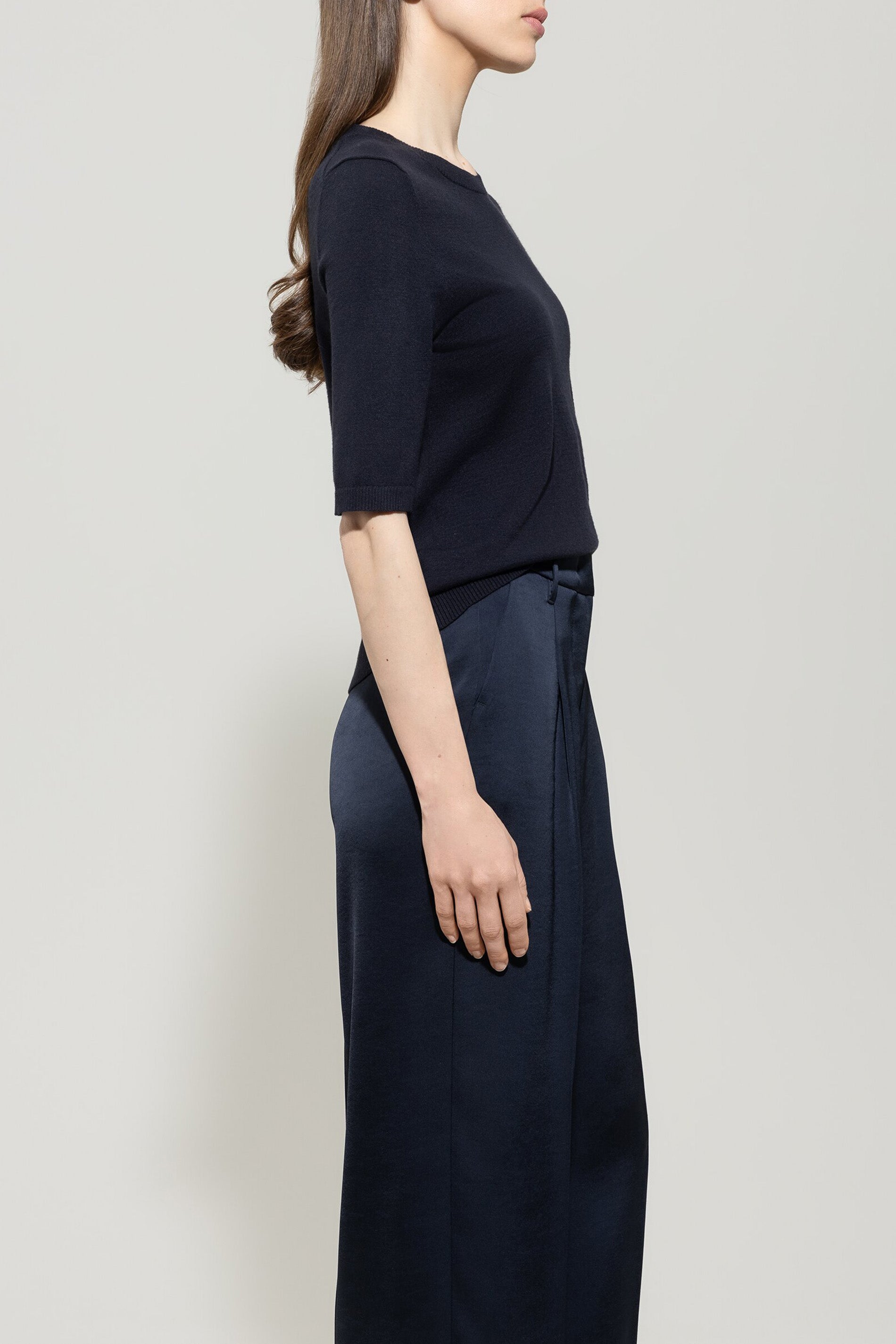 Feinstrick-Pullover - dark blue - Standard | Model Seite