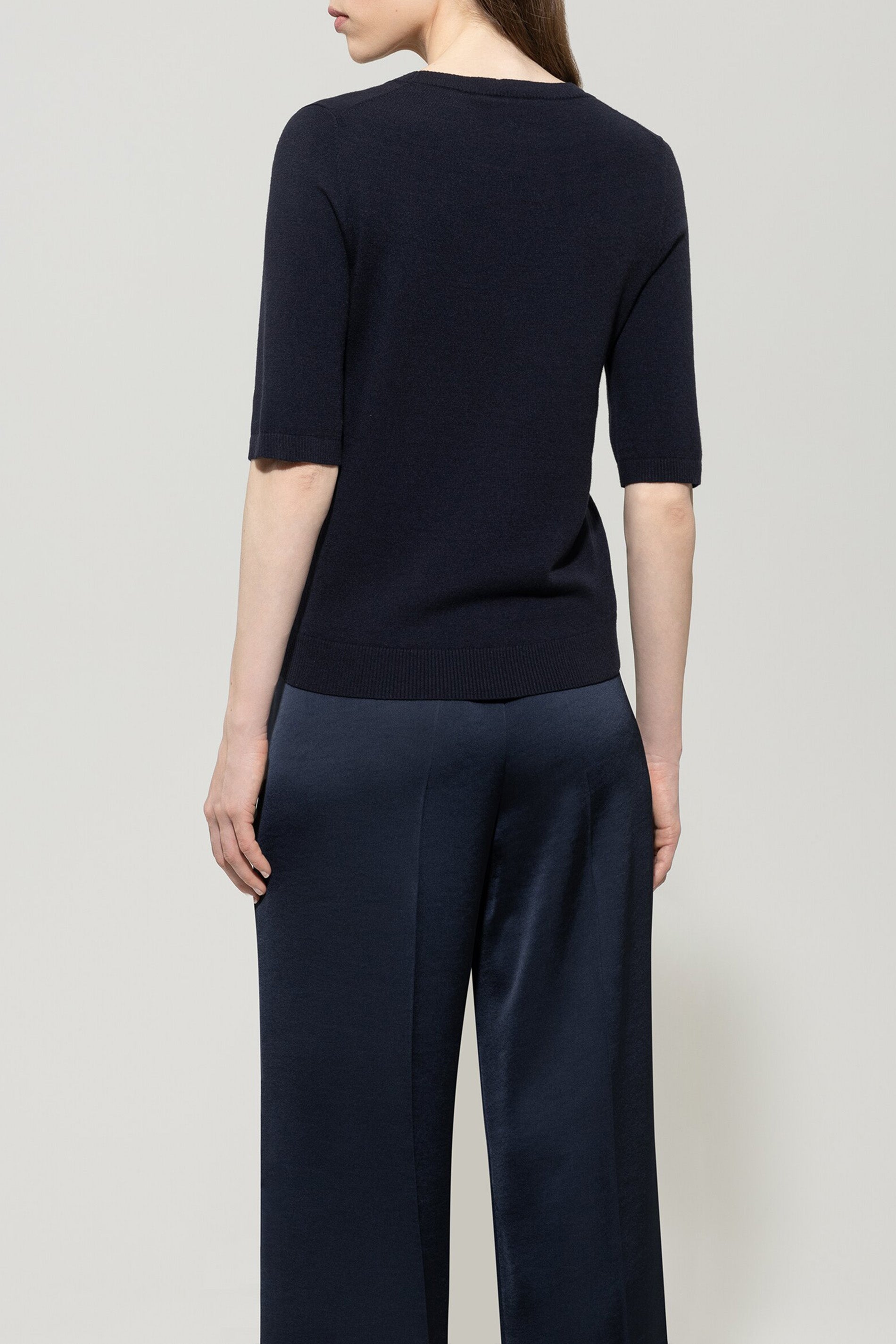 Feinstrick-Pullover - dark blue - Standard | Model Rück