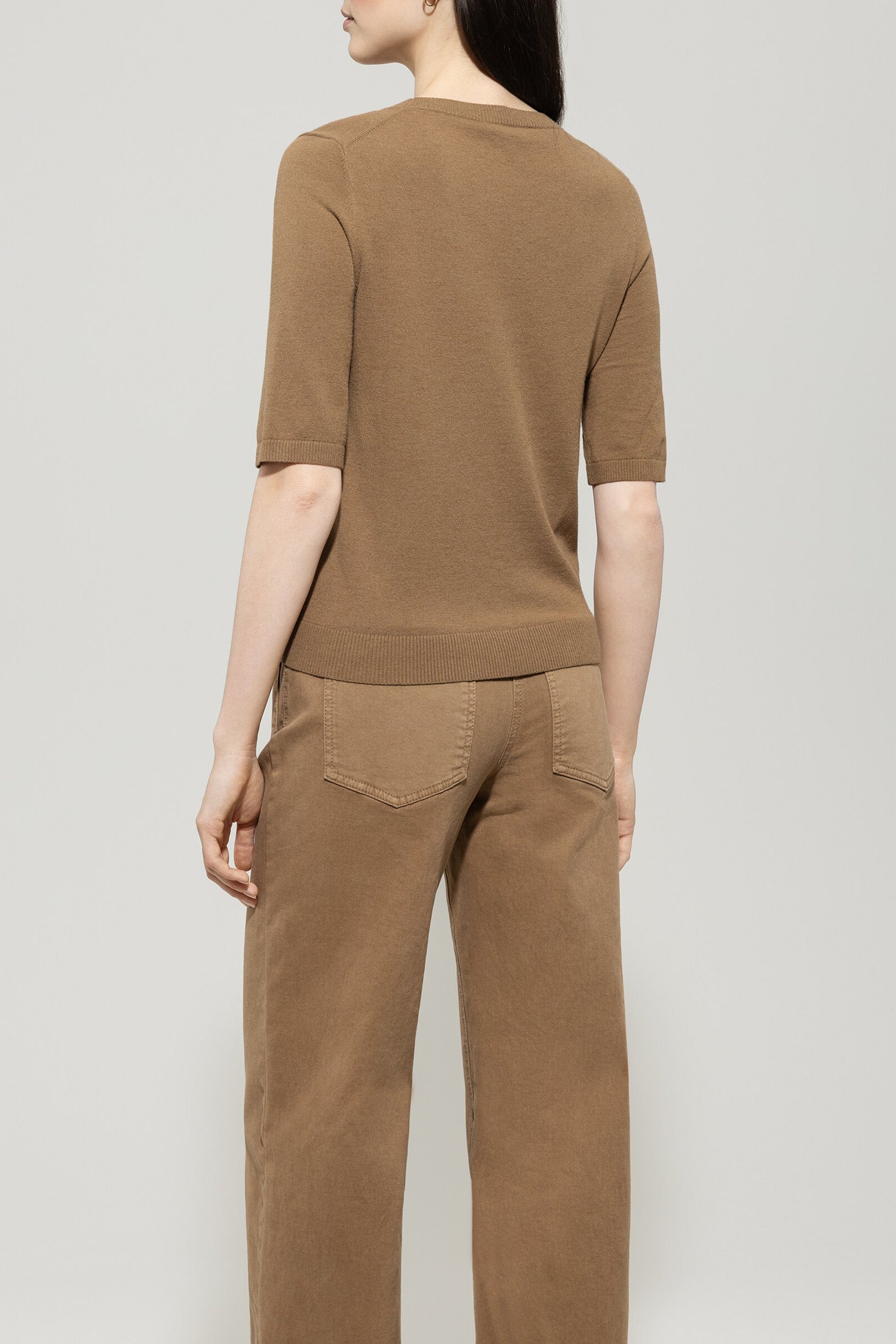 Feinstrick-Pullover - hanf - Standard | Model Rück