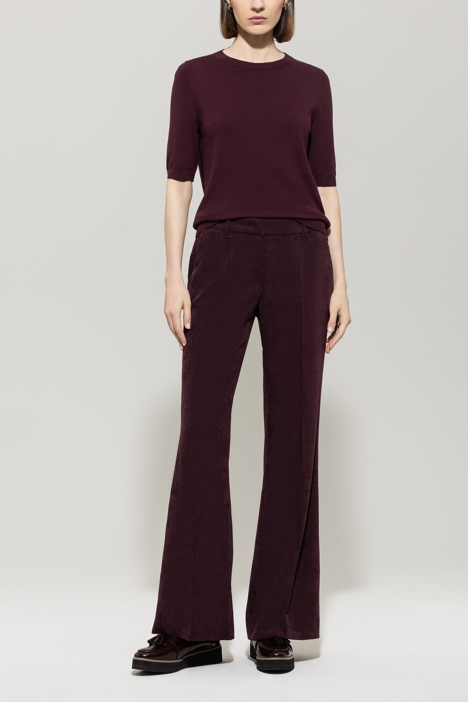 Feinstrick-Pullover - burgundy - Standard | Model Front