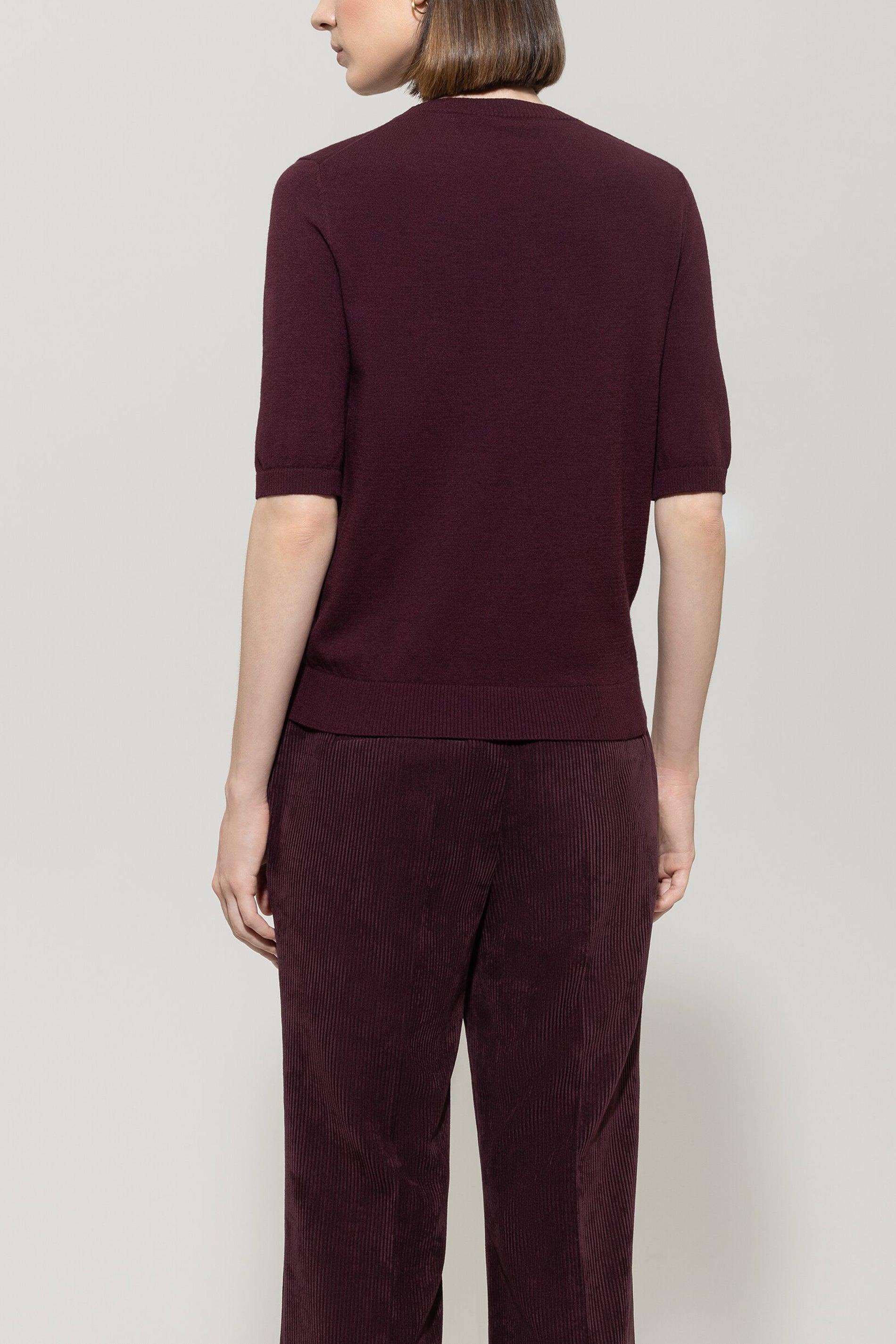 Feinstrick-Pullover - burgundy - Standard | Model Rück