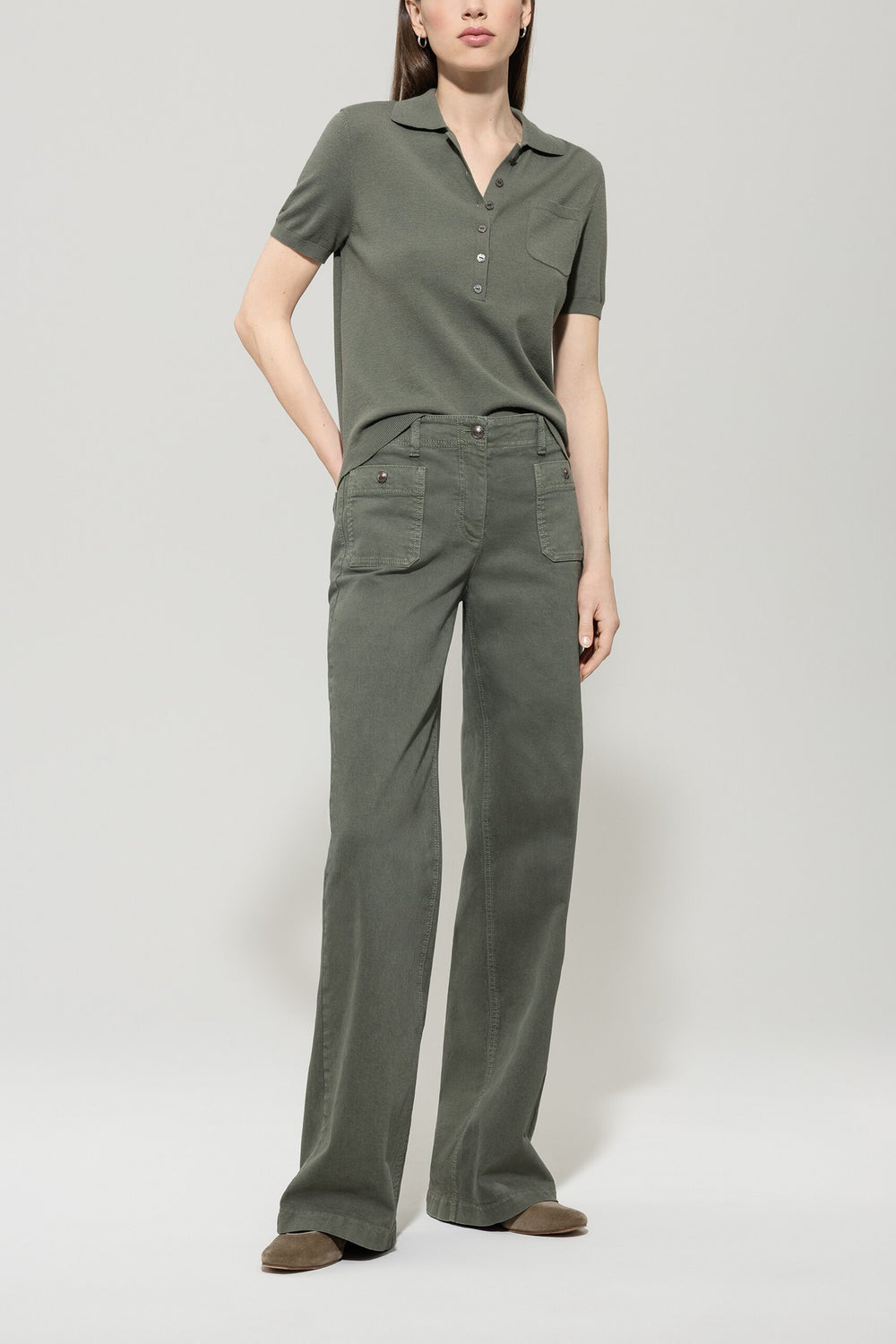 Polo shirt in wool blend - cool khaki - Standard