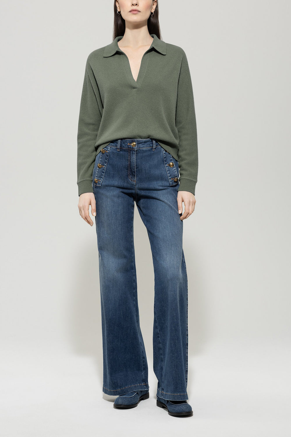 Polo-Shirt aus Kaschmir-Mix - cool khaki - Standard