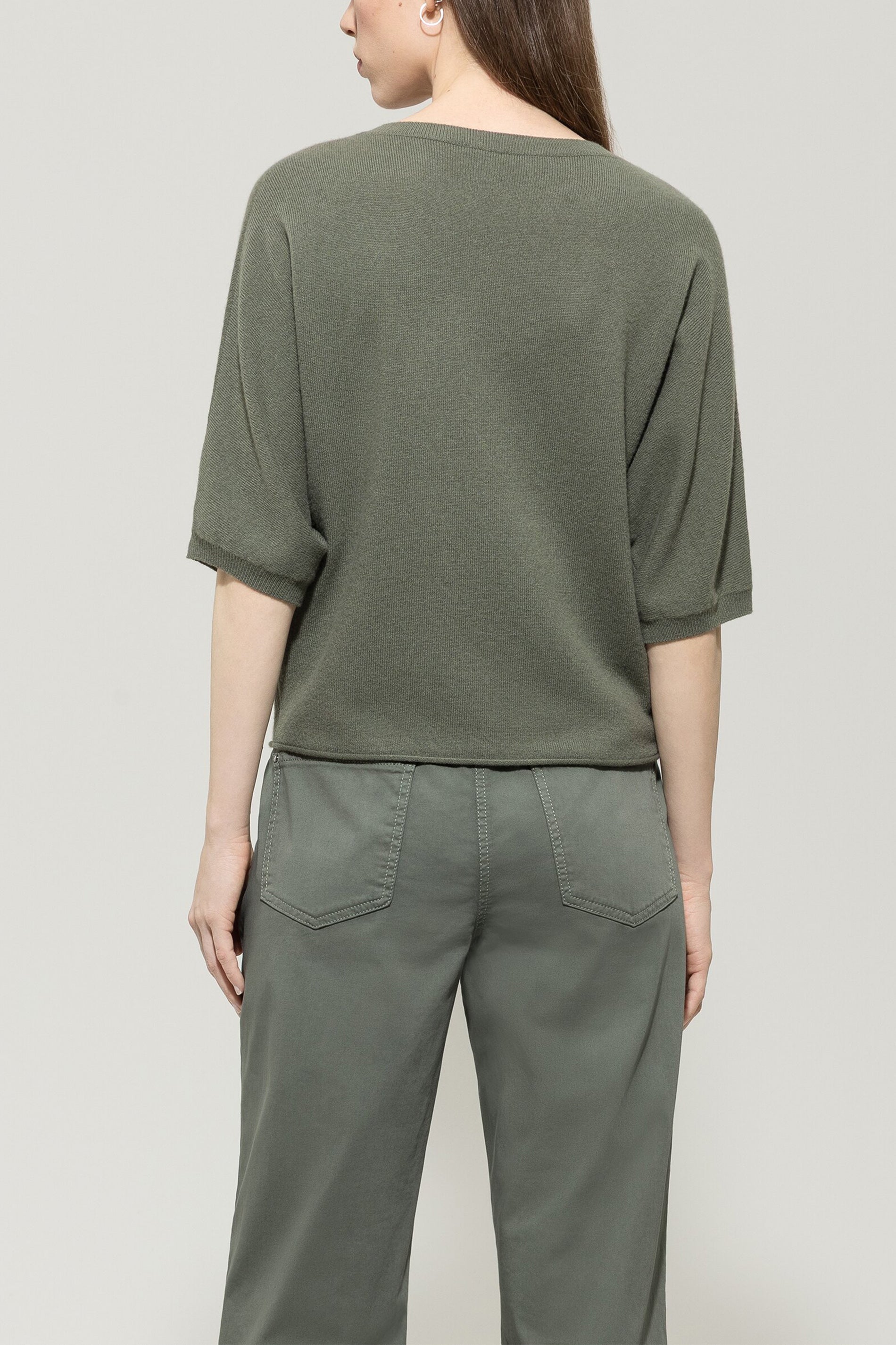 Pullover aus Kaschmir-Mix - cool khaki - Standard | Model Rück