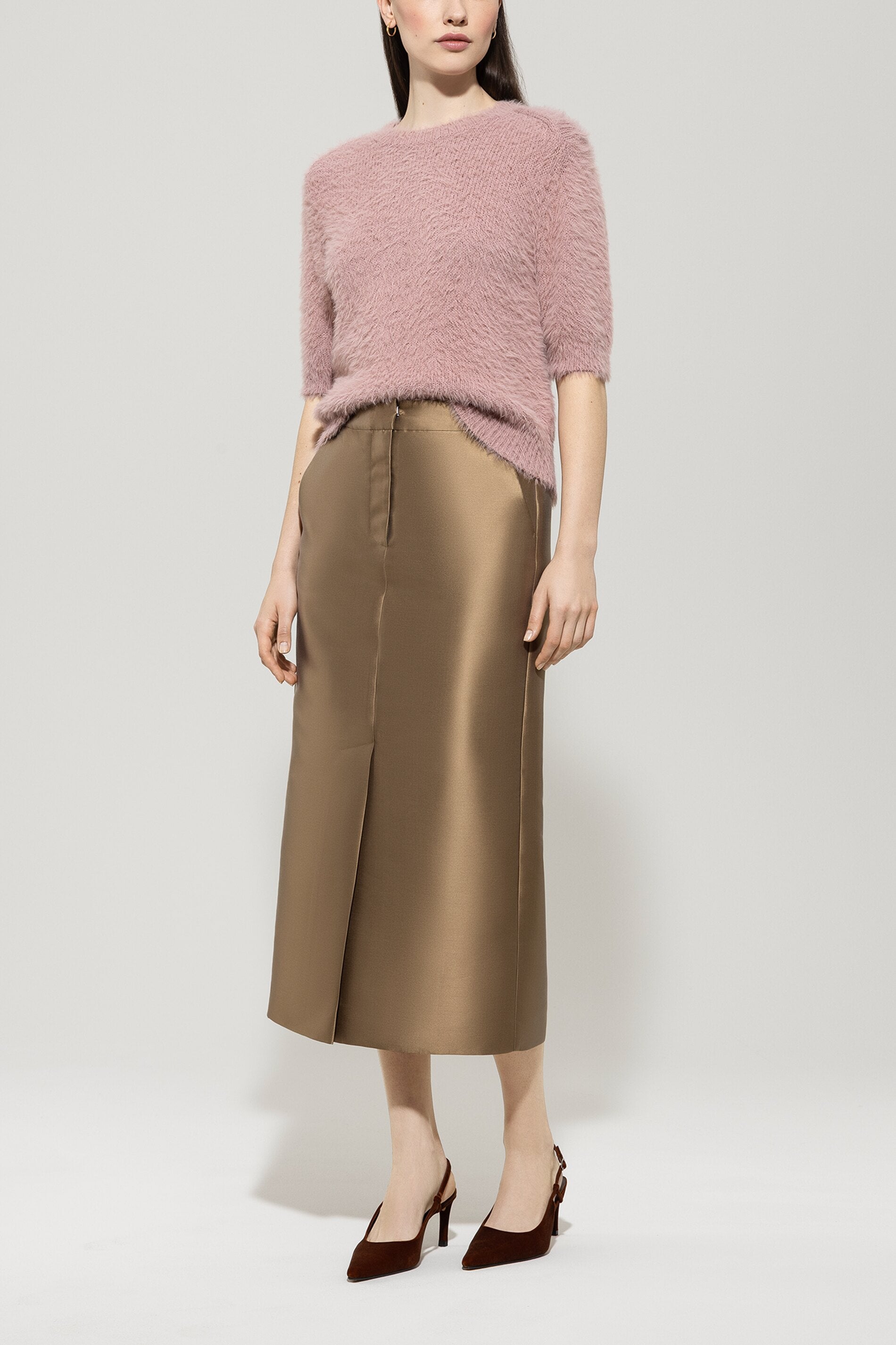 Halbarm-Pullover - rosewood - Standard | Model Front