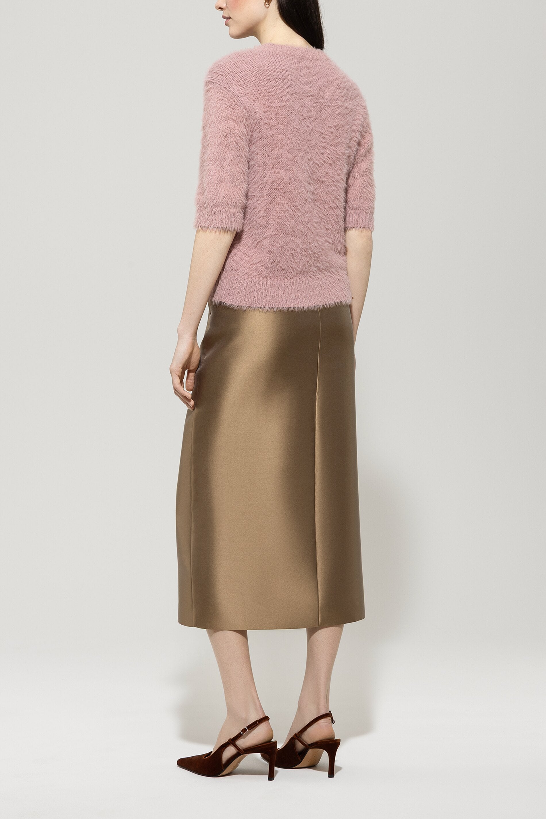 Halbarm-Pullover - rosewood - Standard | Model Rück