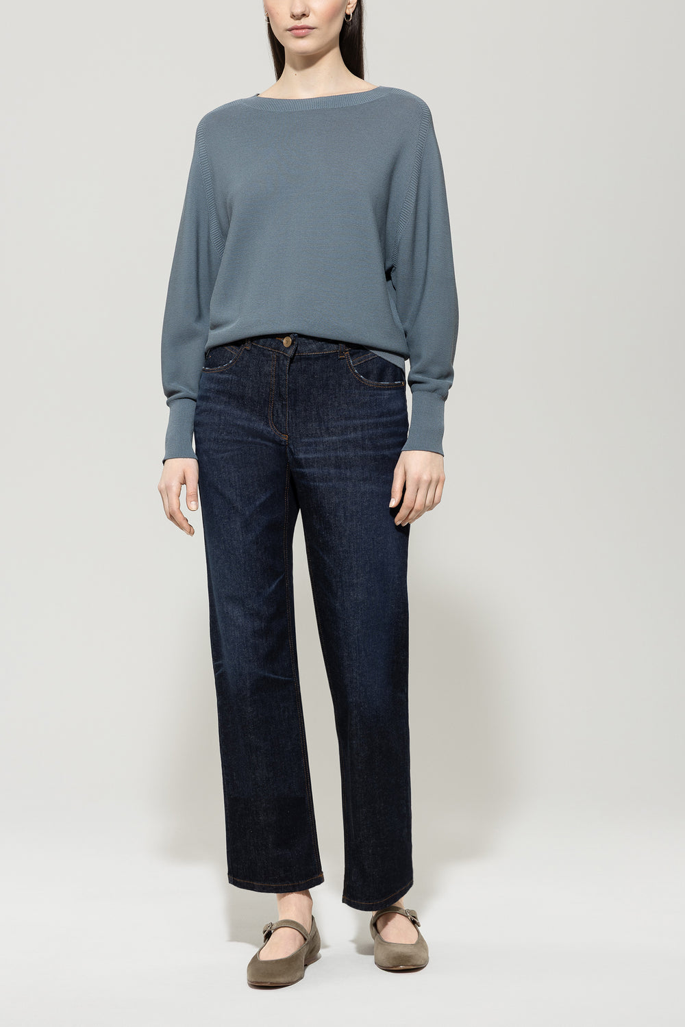 Sweater in left structure - grayish blue - Standard
