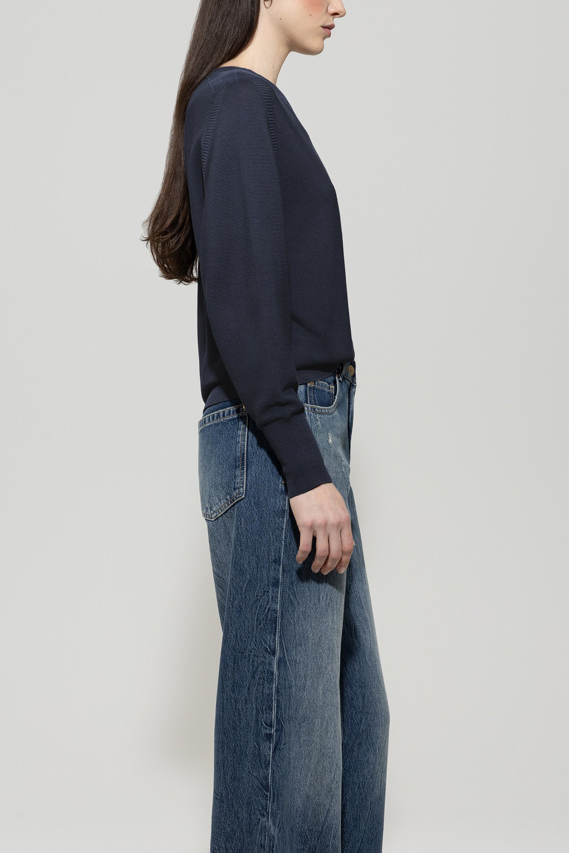 Pullover in Links-Struktur - dark blue - Standard | Model Seite