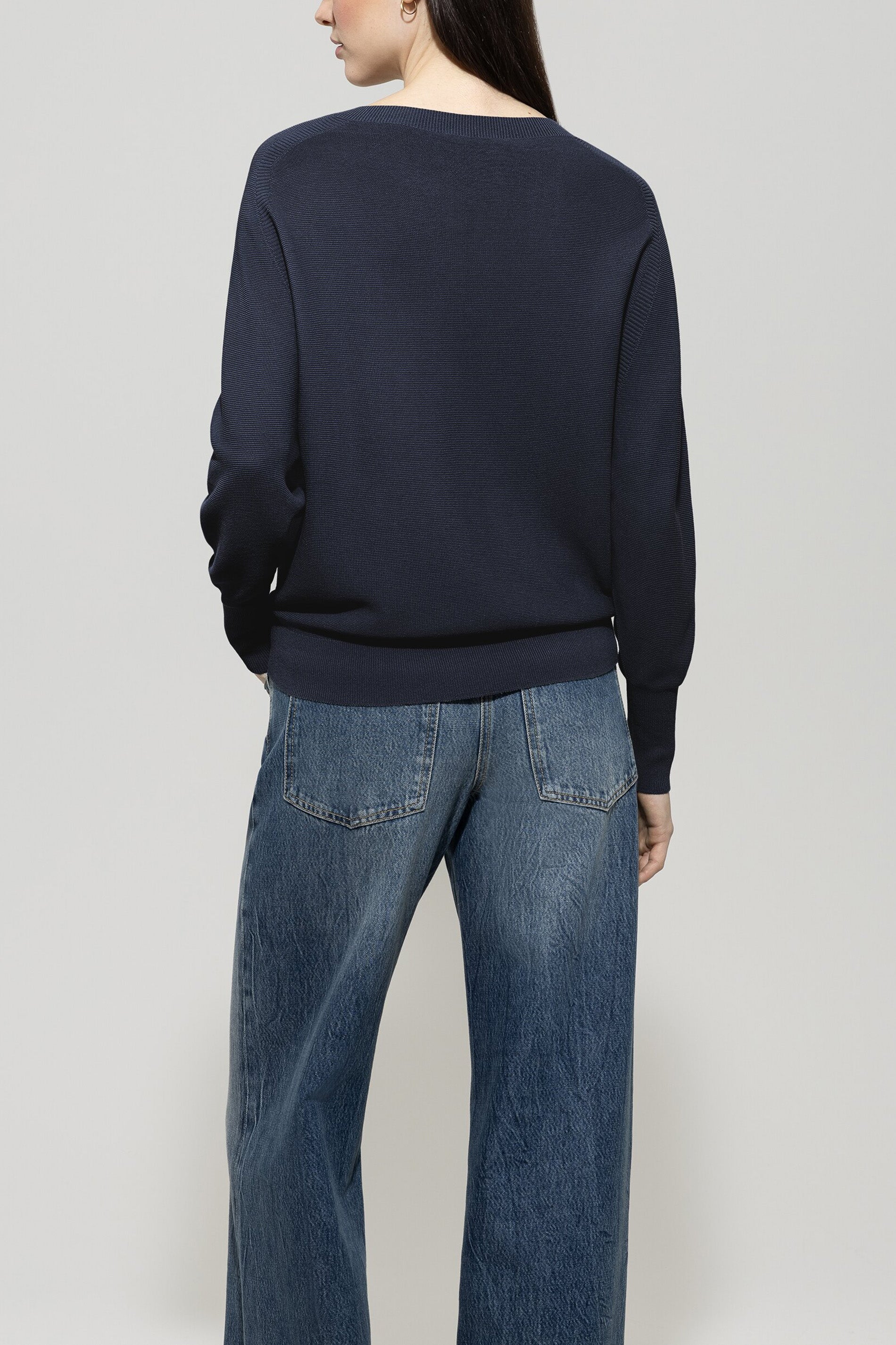 Pullover in Links-Struktur - dark blue - Standard | Model Rück