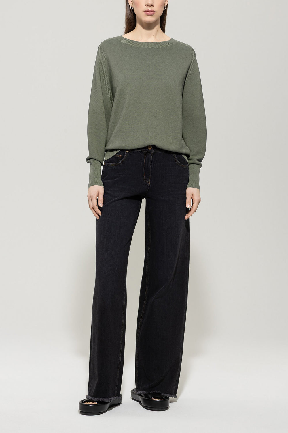 Sweater in left structure - cool khaki - Standard