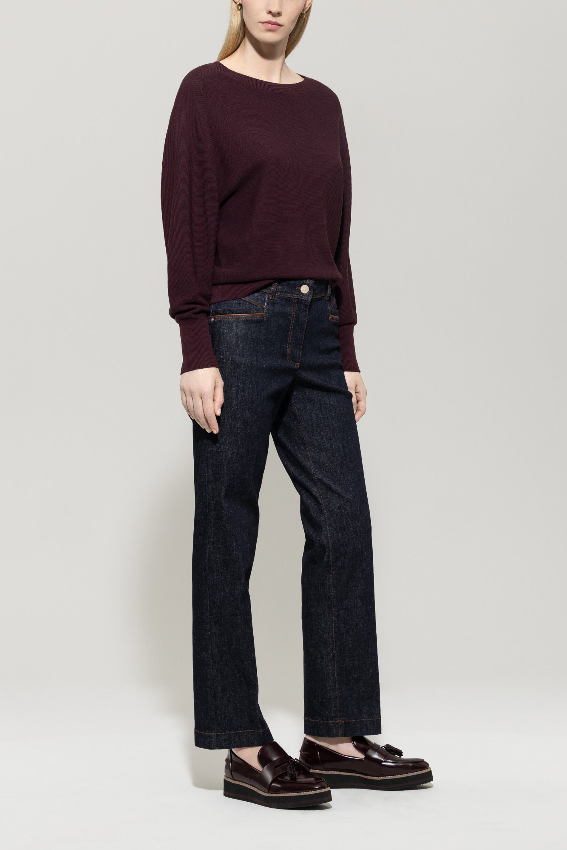 Pullover in Links-Struktur - burgundy - Standard | Model Front