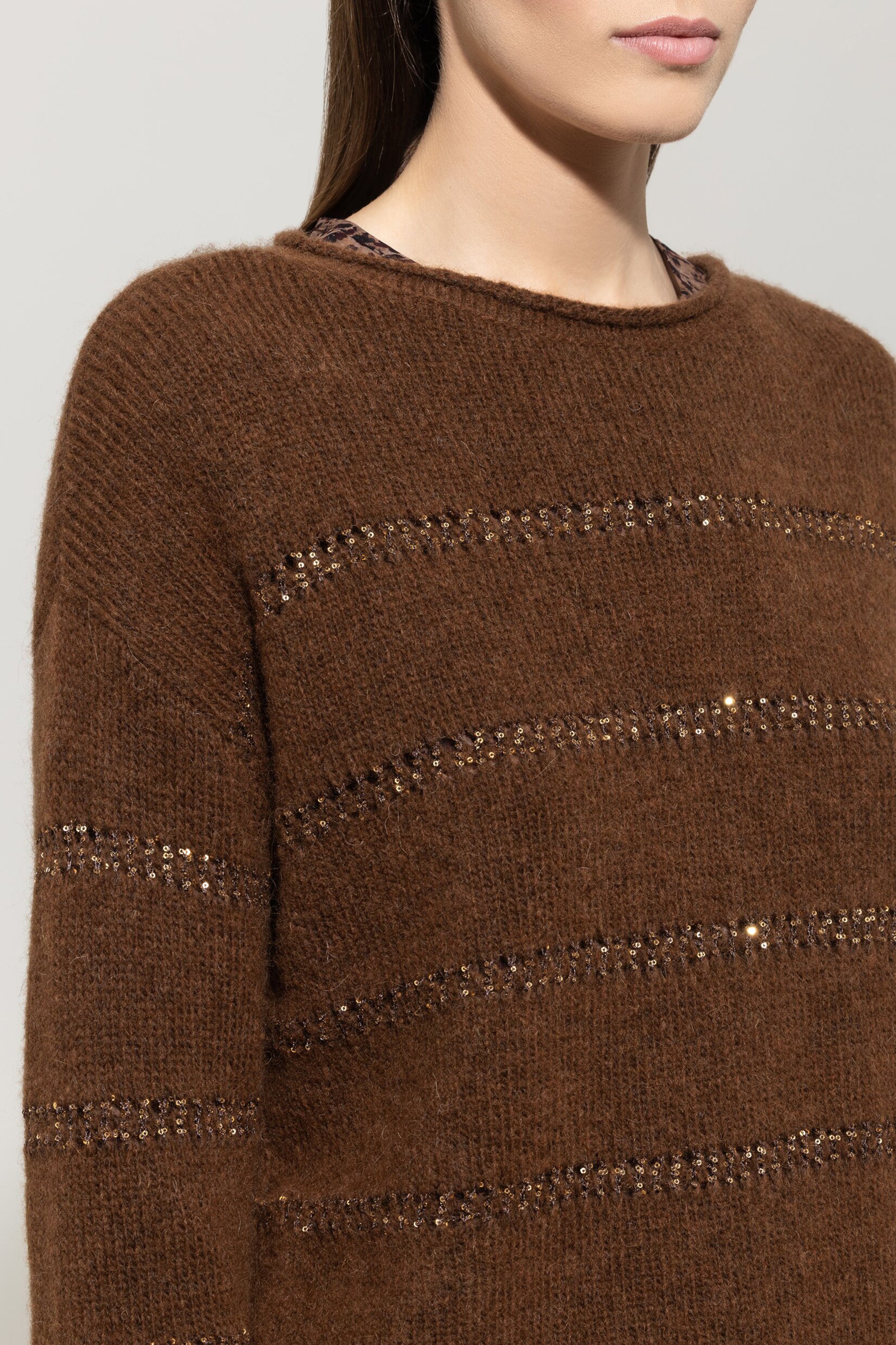 Pullover in Streifen-Optik - walnut - Standard | Model Detail
