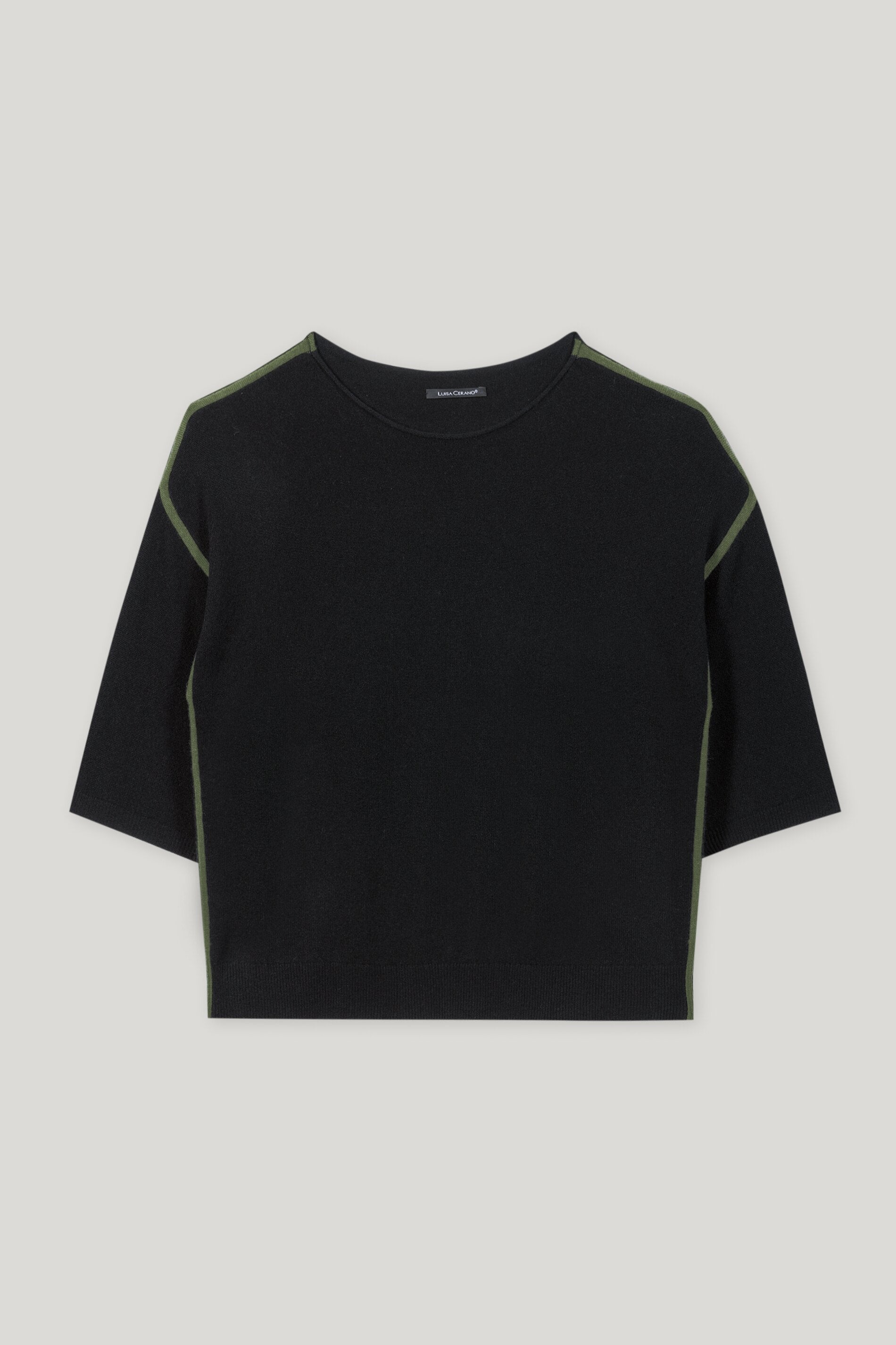 Pullover aus Kaschmir-Mix - deep black / cool khaki - Standard | Artikel Front