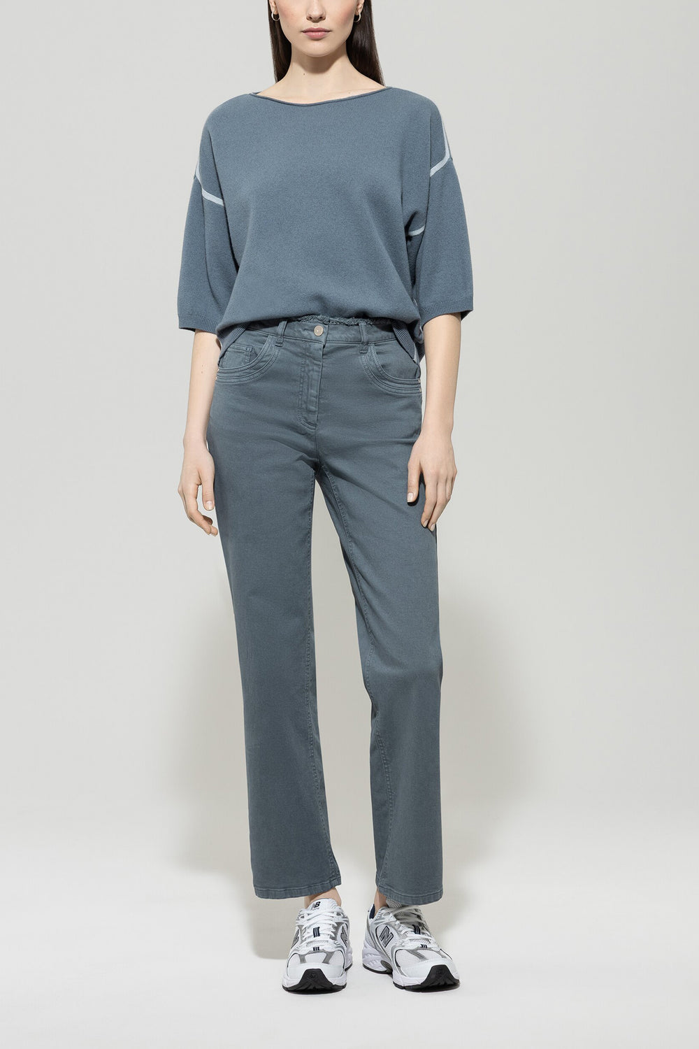 Cashmere-blend sweater - grayish blue / light blue - Standard