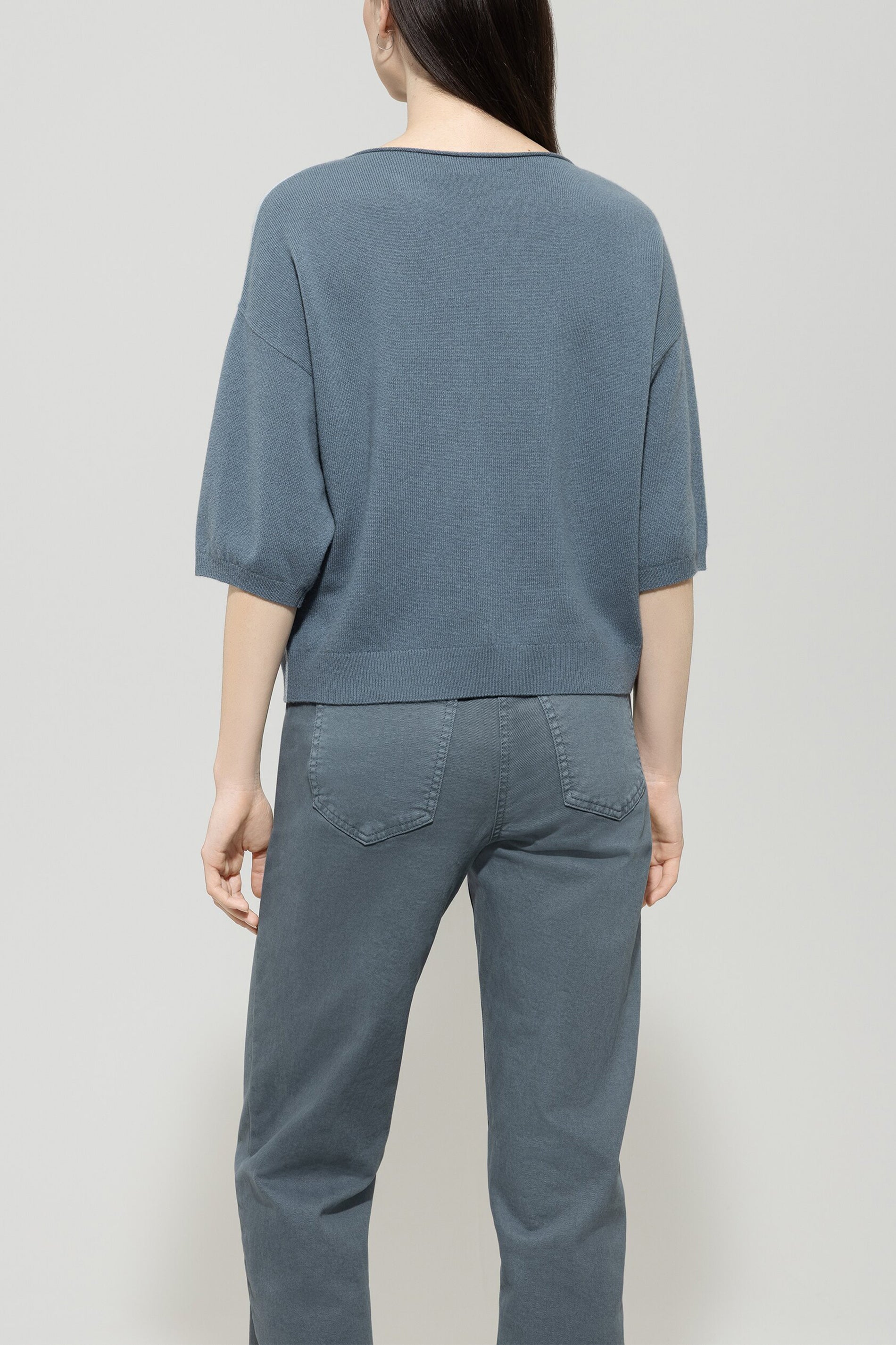 Pullover aus Kaschmir-Mix - greyish blue / light blue - Standard | Model Rück