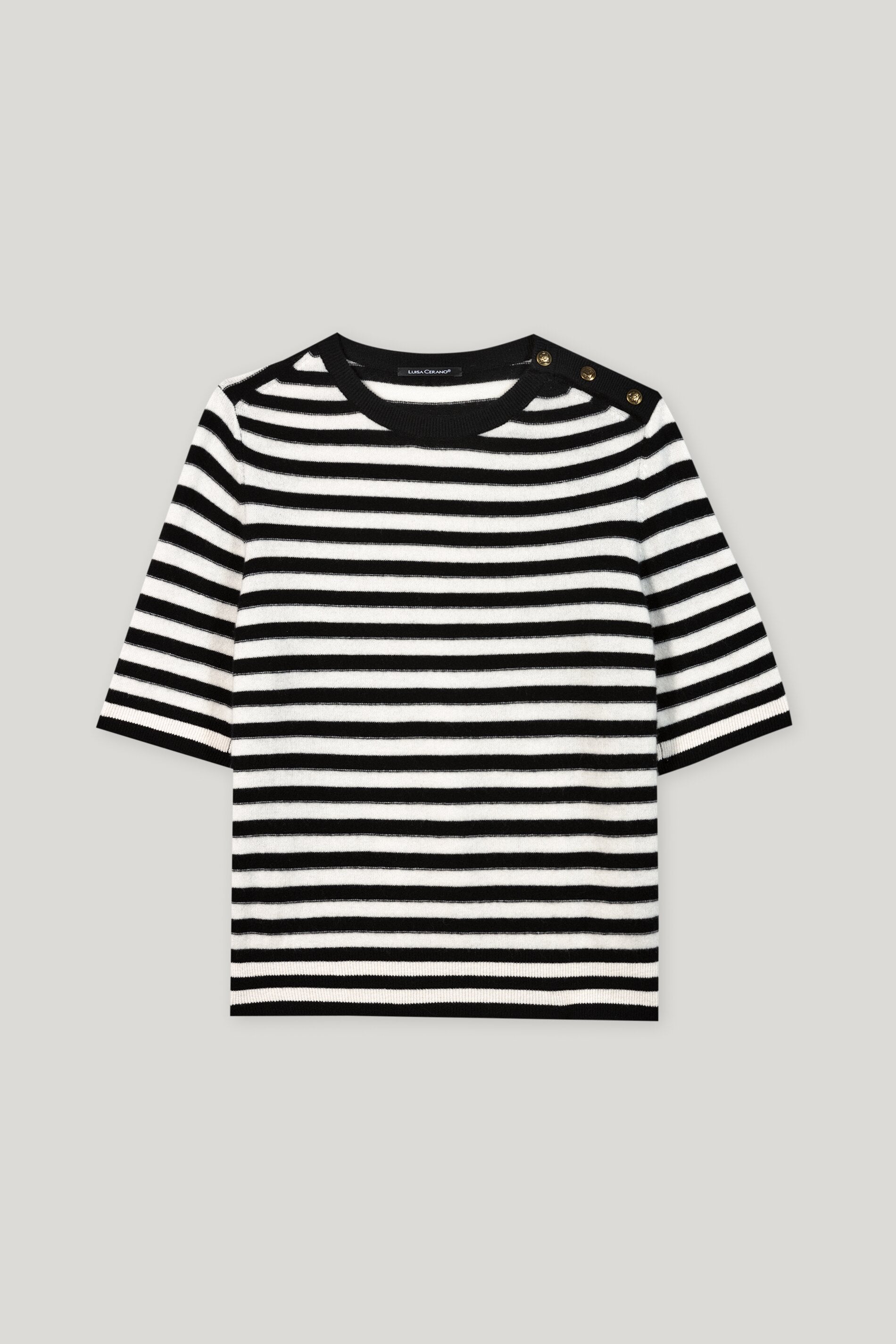 Pullover aus Kaschmir-Mix - deep black / off-white - Standard | Artikel Front