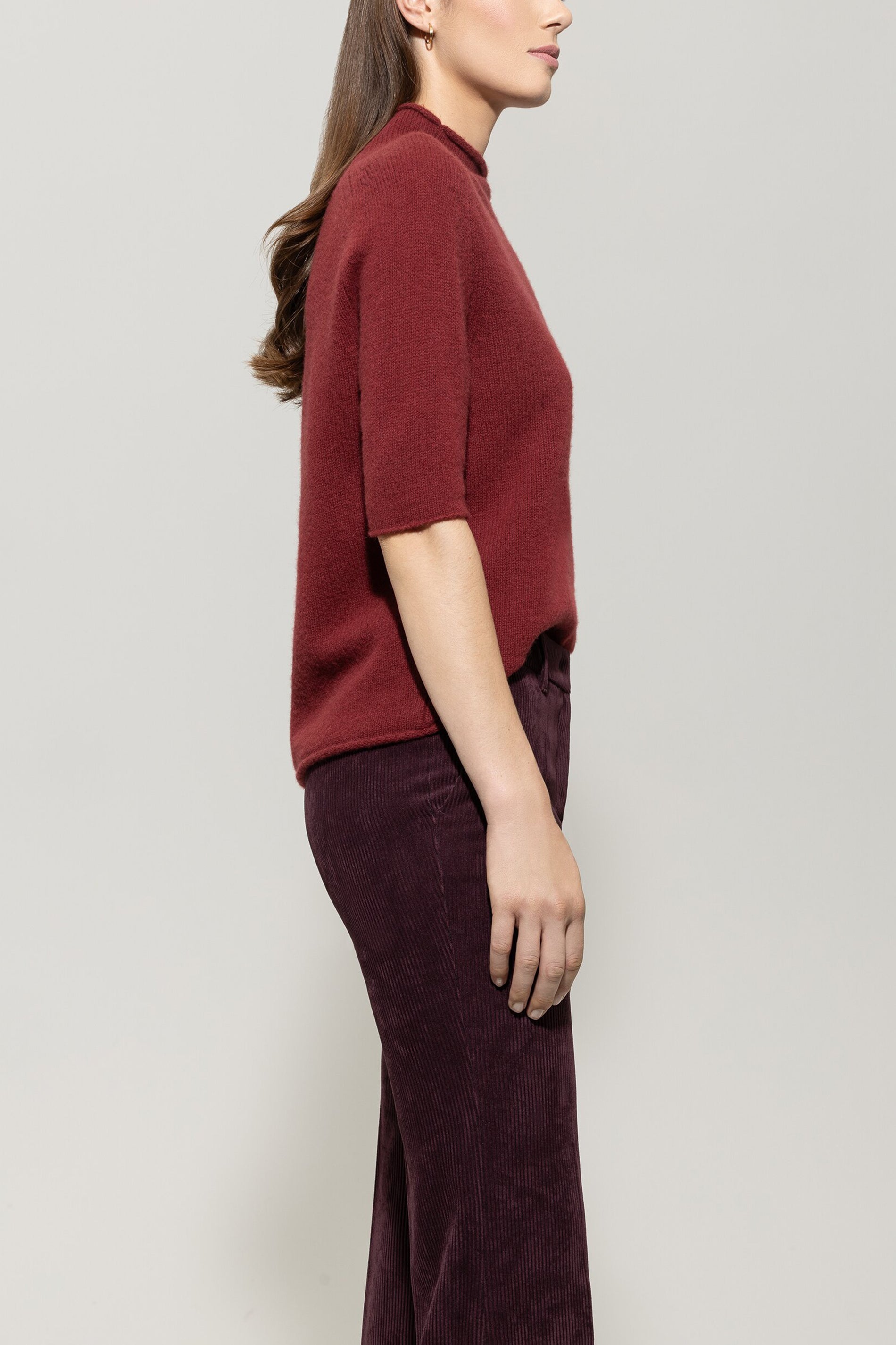 Halbarm-Pulli aus Kaschmir-Mix - berry red - Standard | Model Seite