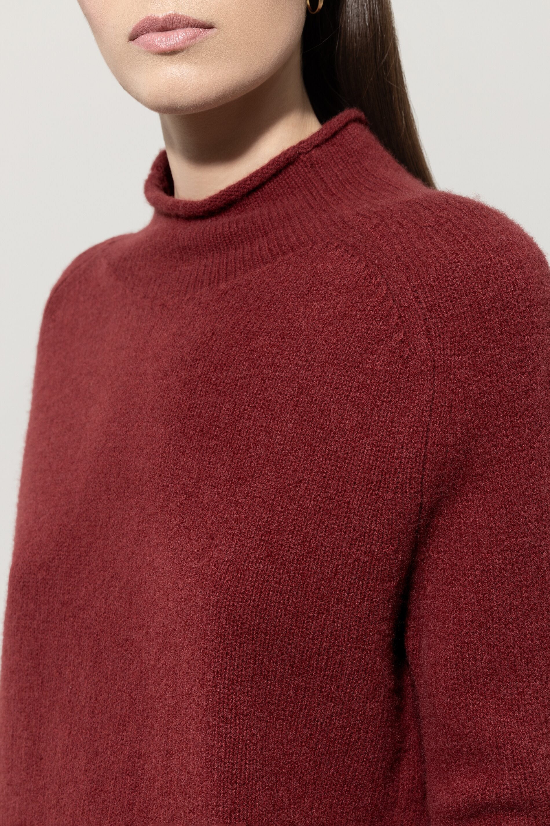 Halbarm-Pulli aus Kaschmir-Mix - berry red - Standard | Model Detail