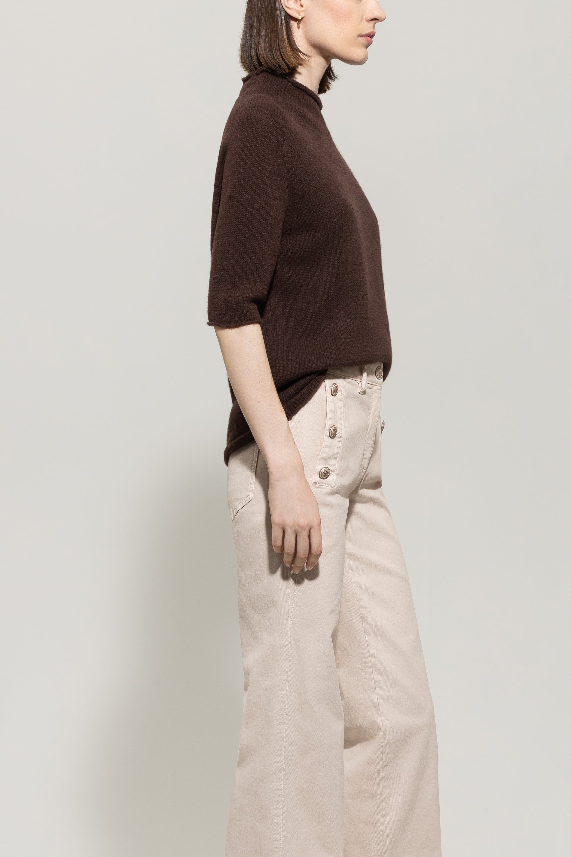 Halbarm-Pulli aus Kaschmir-Mix - espresso - Standard | Model Seite