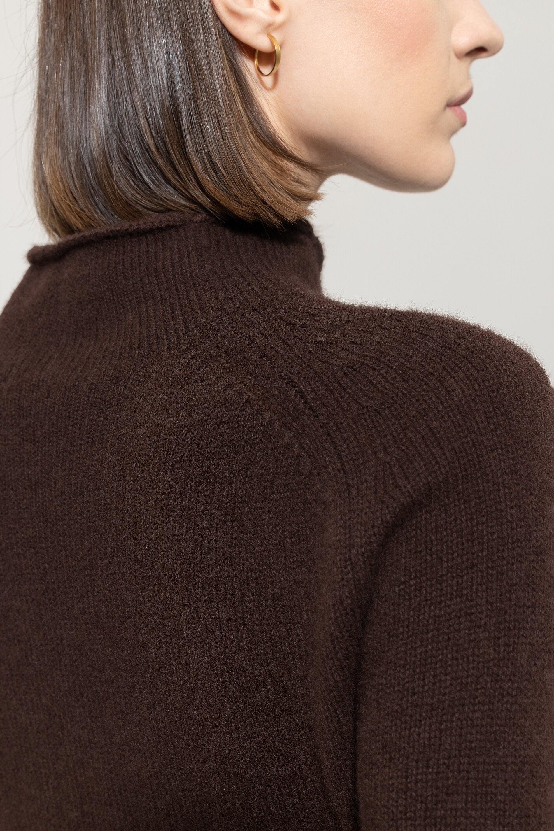 Halbarm-Pulli aus Kaschmir-Mix - espresso - Standard | Model Detail