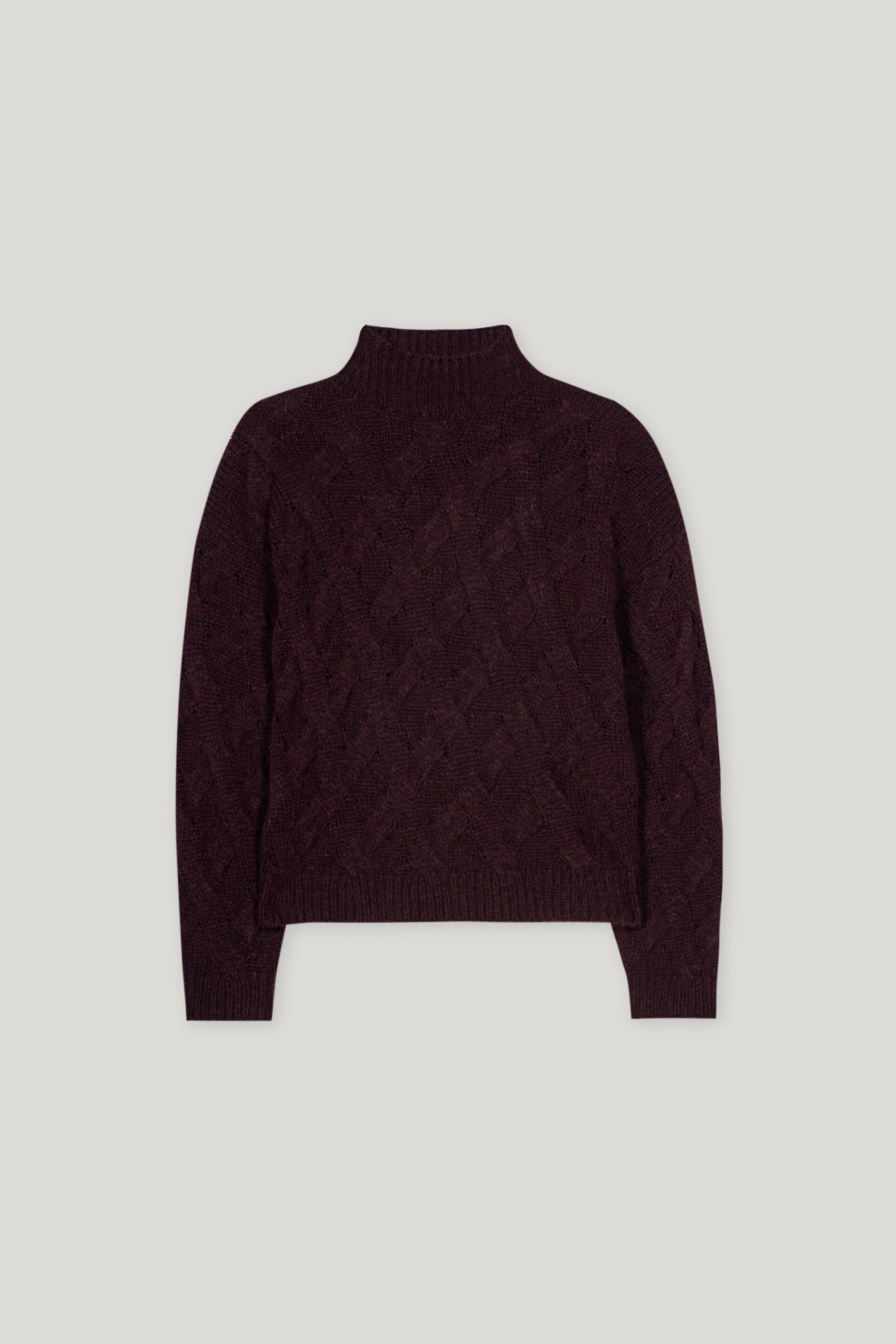 Pullover mit Chunky-Cable-Knit - burgundy - Standard | Artikel Front