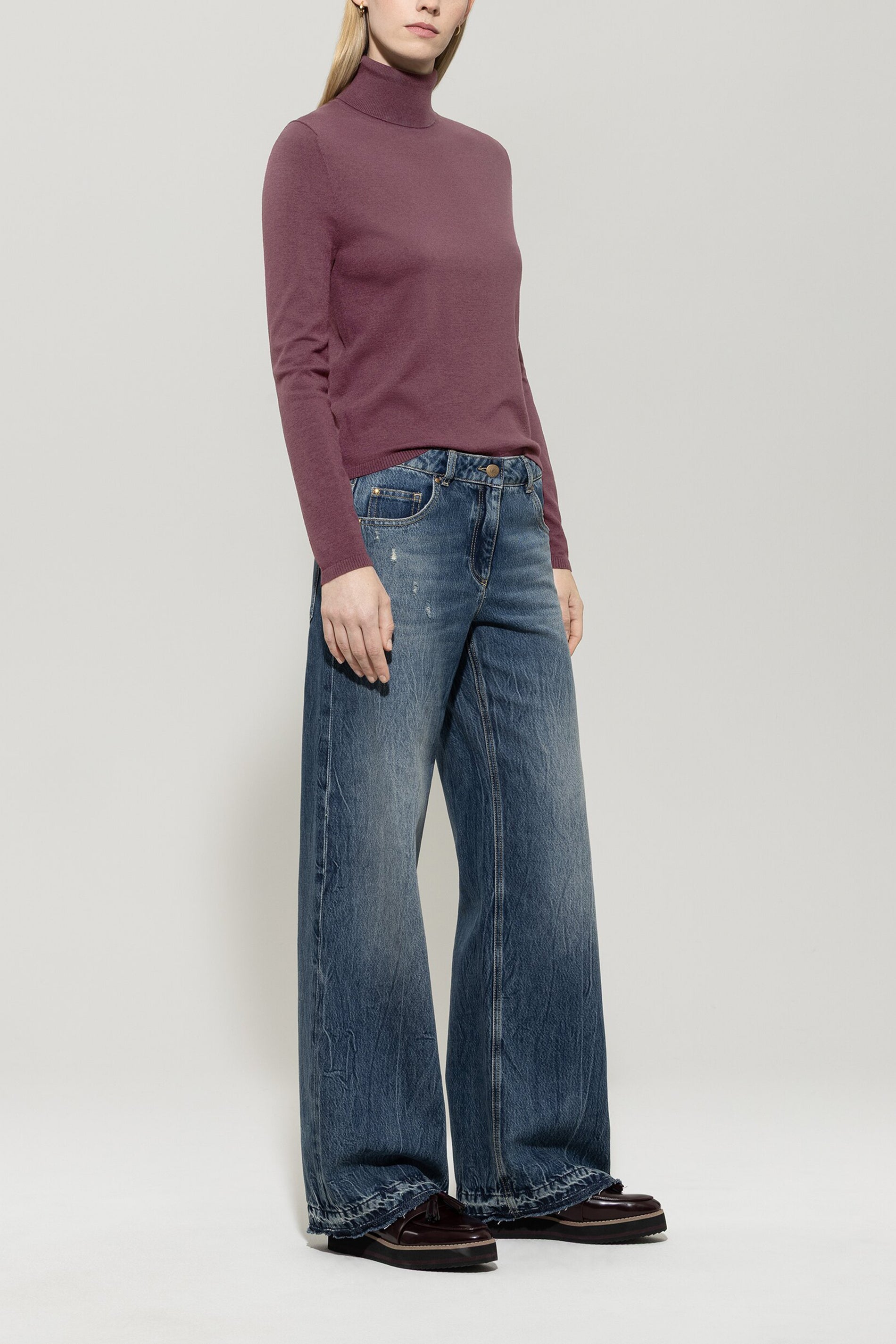 Rollkragen-Pulli aus Woll-Mix - heather - Standard | Model Front