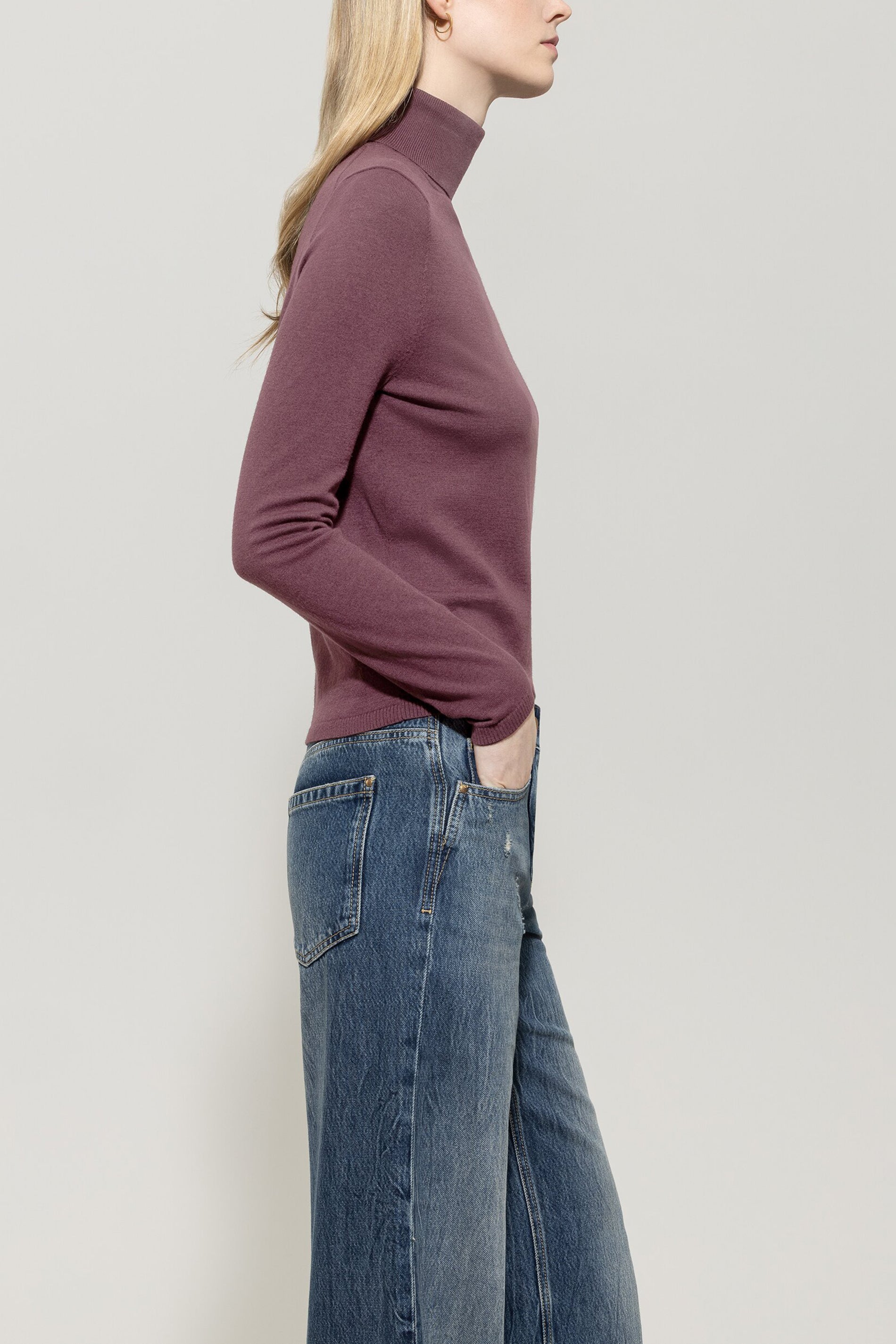 Rollkragen-Pulli aus Woll-Mix - heather - Standard | Model Seite