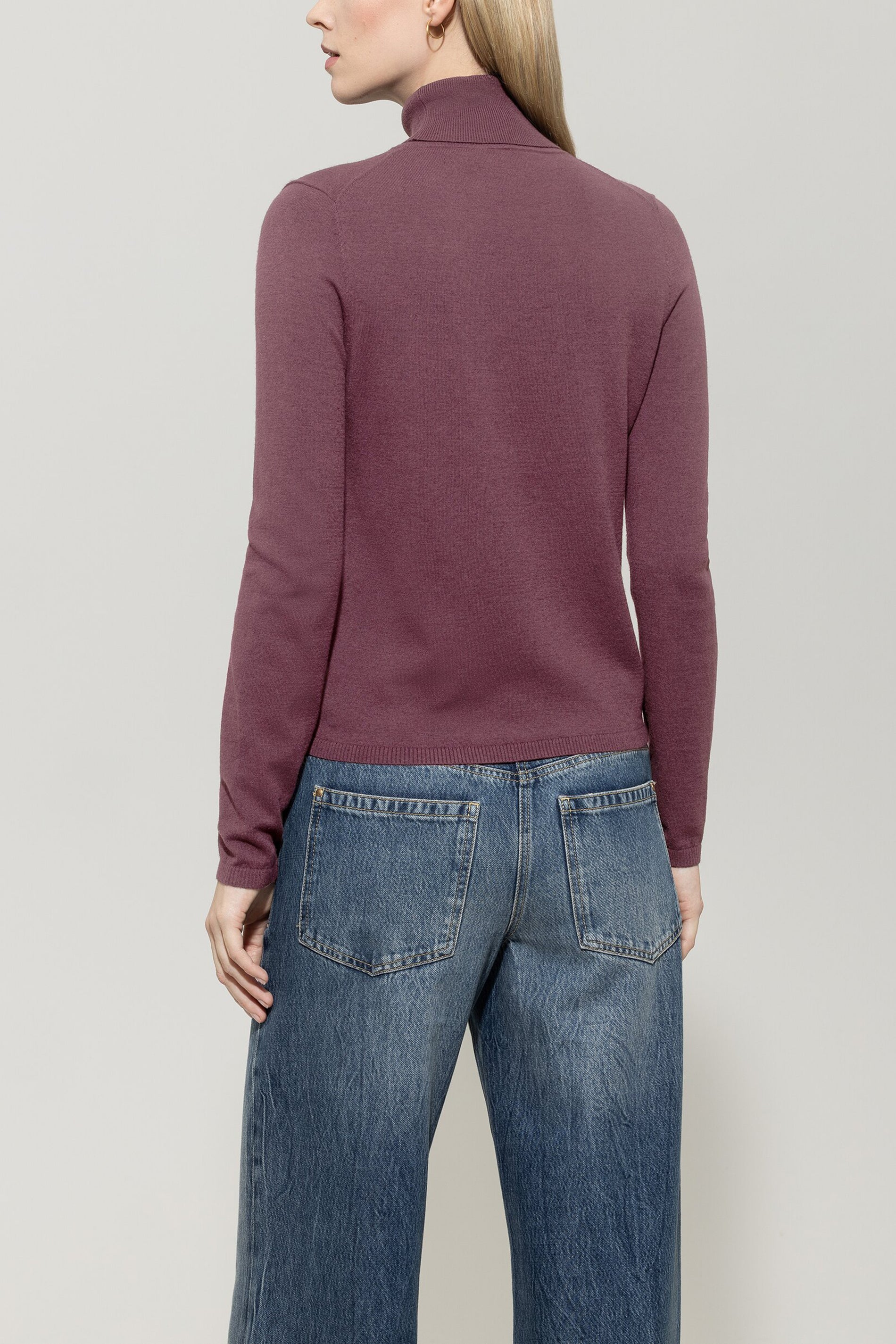 Rollkragen-Pulli aus Woll-Mix - heather - Standard | Model Rück