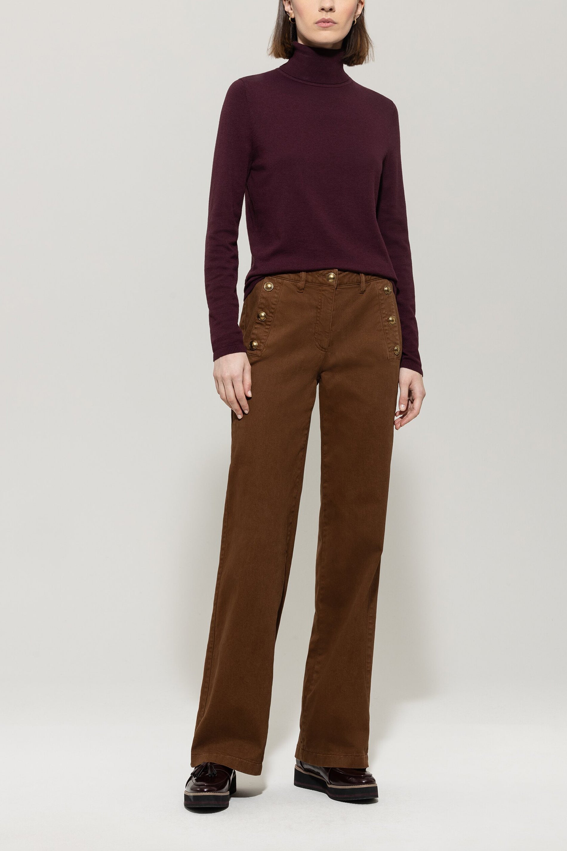 Rollkragen-Pulli aus Woll-Mix - burgundy - Standard | Model Front