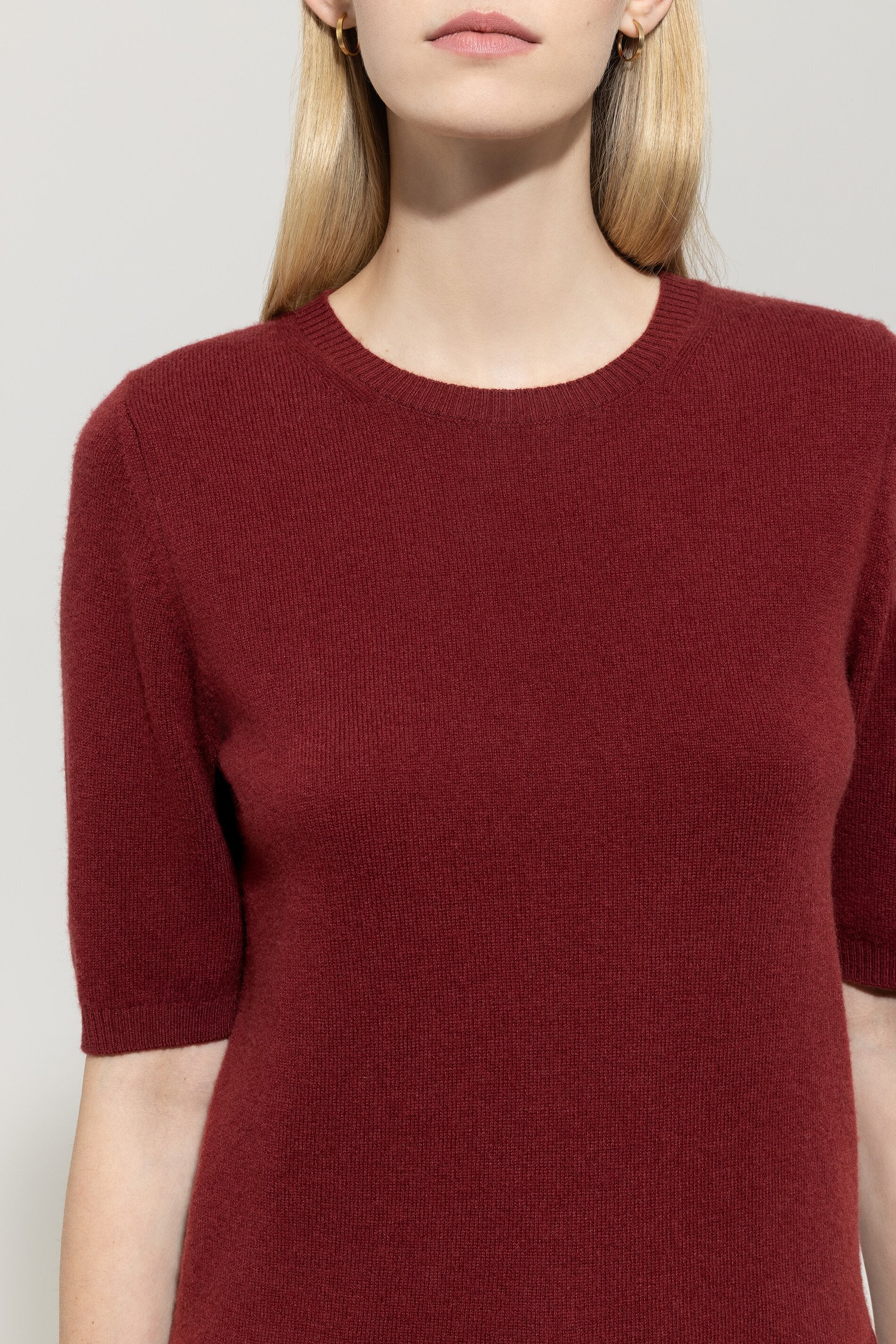 Kurzarm-Pulli aus Kaschmir-Mix - berry red - Standard | Model Detail
