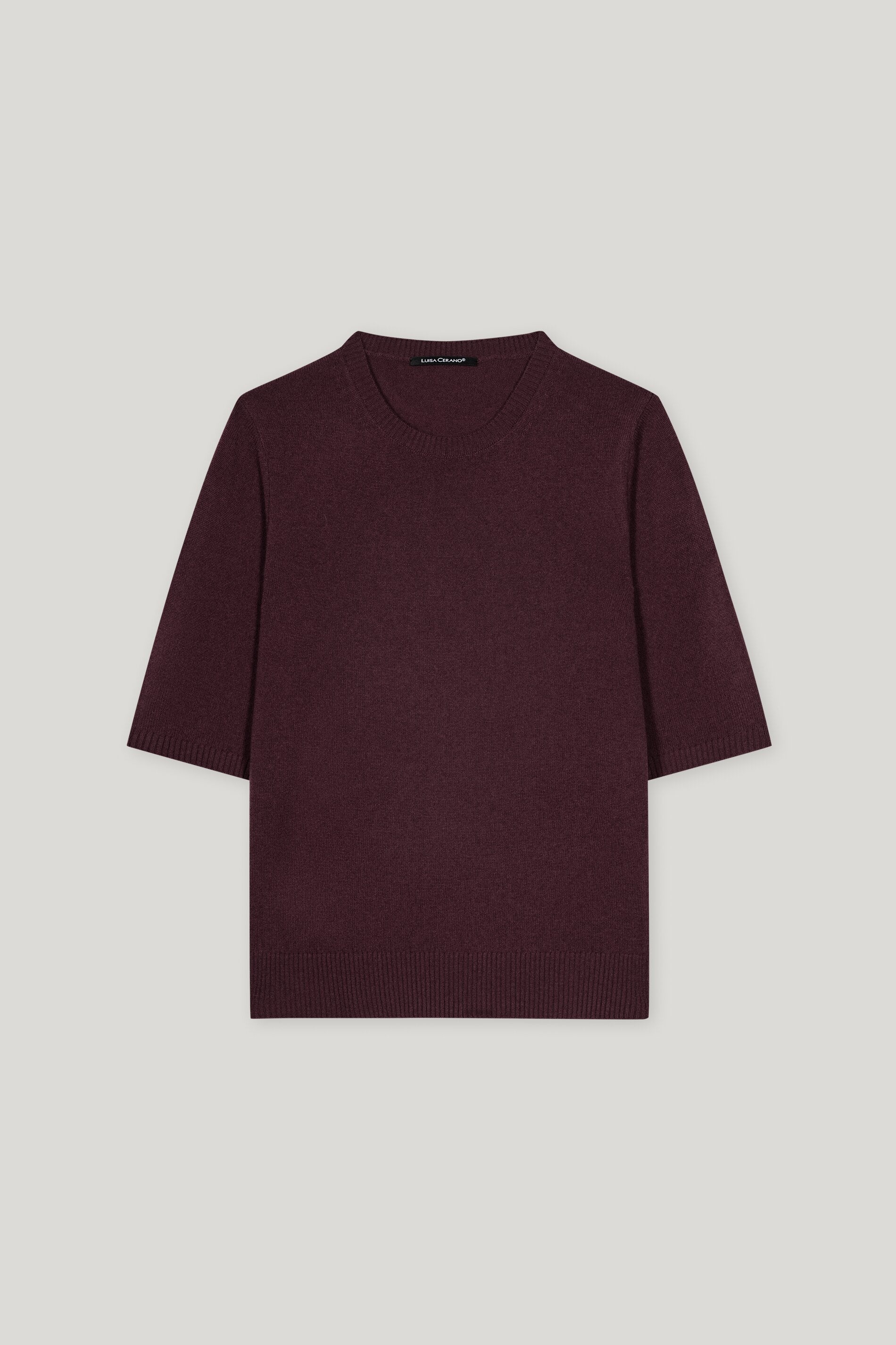 Kurzarm-Pulli aus Kaschmir-Mix - burgundy - Standard | Artikel Front