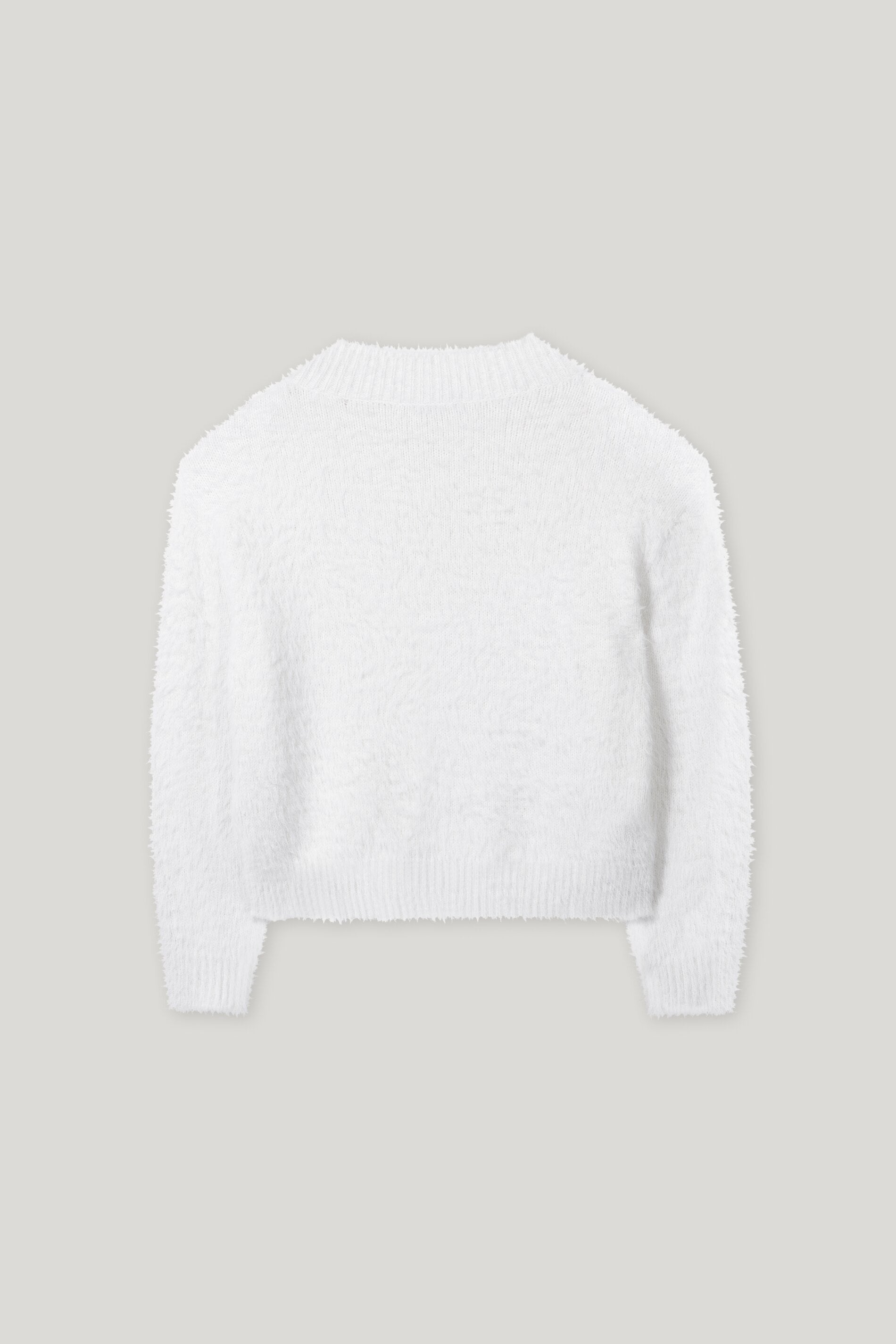 V-Neck-Pullover in Fell-Optik - silky cream - Standard | Artikel Rück