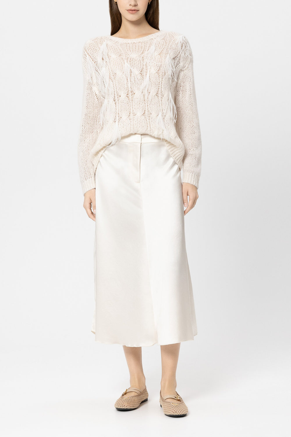 Cable-knit sweater - cream - Standard