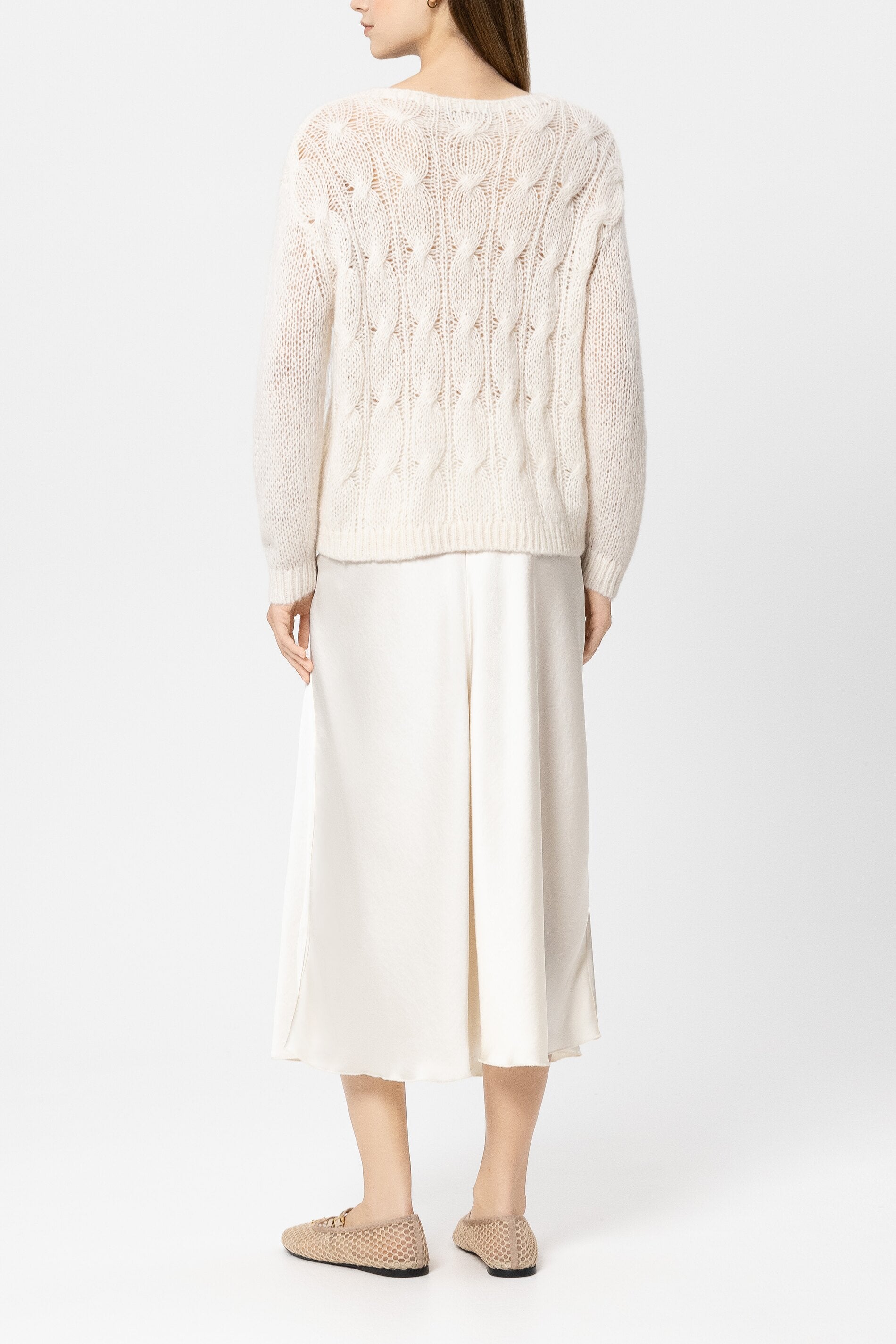 Cable-Knit-Pullover - cream - Standard | Model Rück