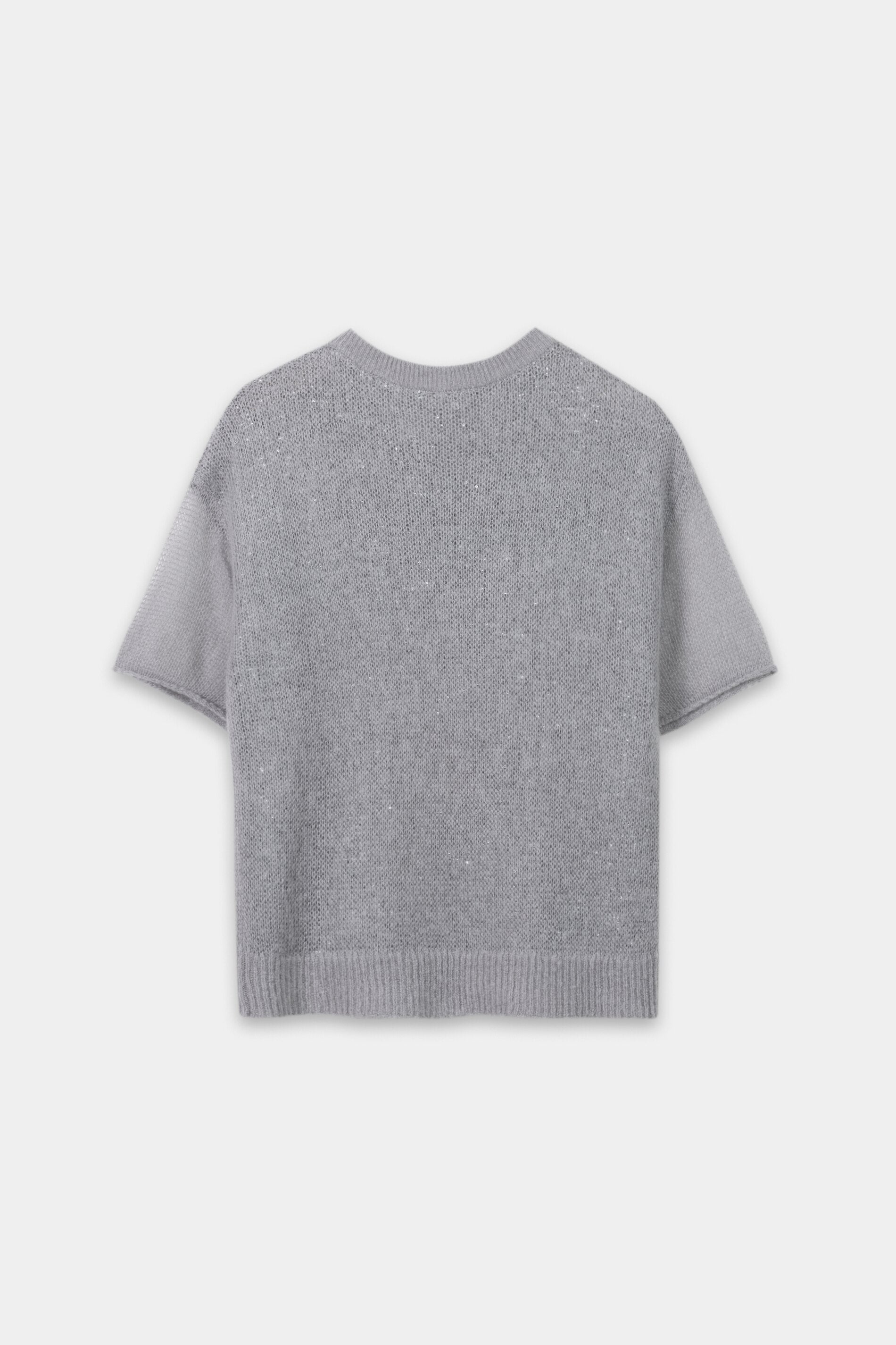 Pailletten-Halbarm-Pullover - silver - Standard | Artikel Rück