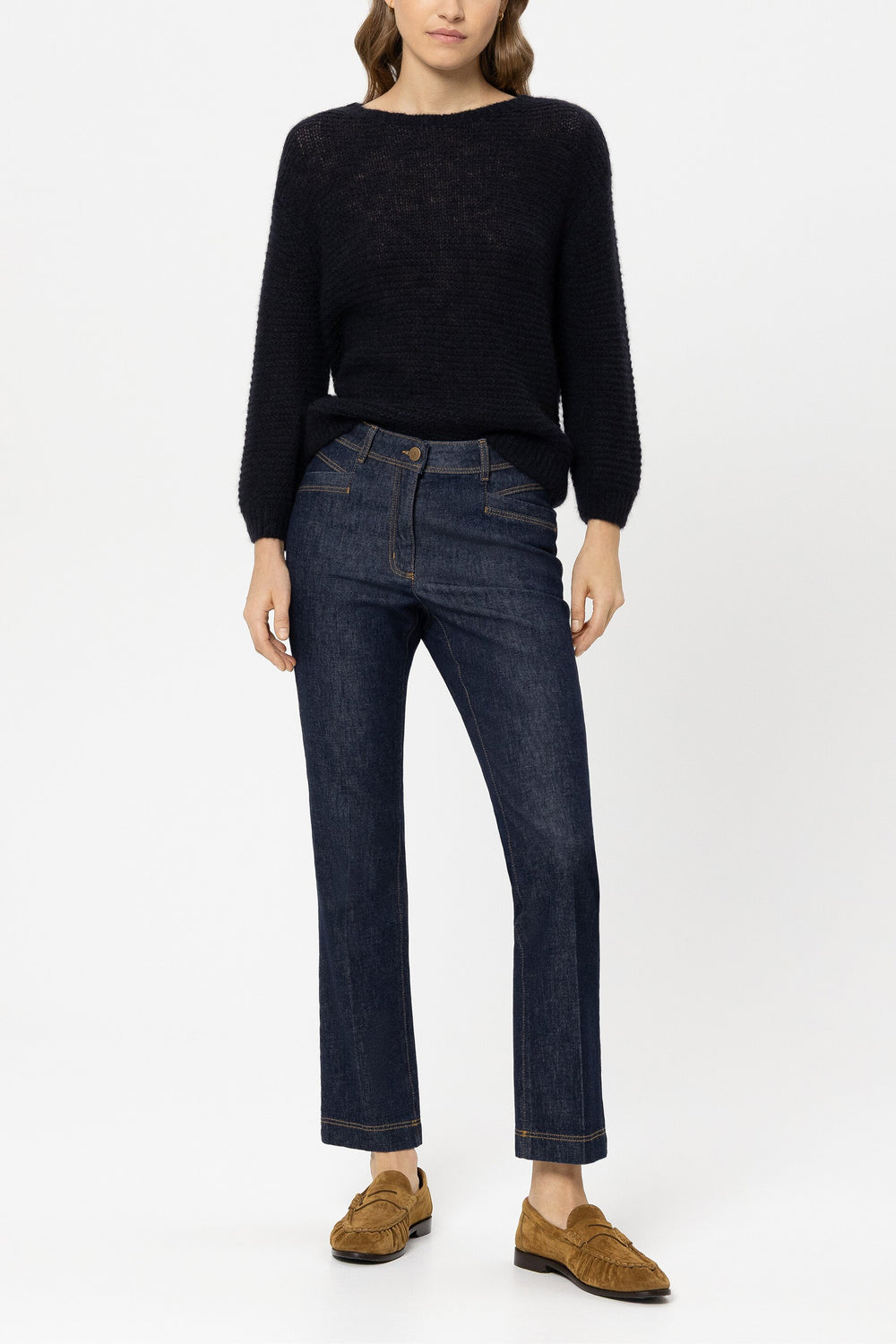 Sweater in left structure - navy blue - Standard