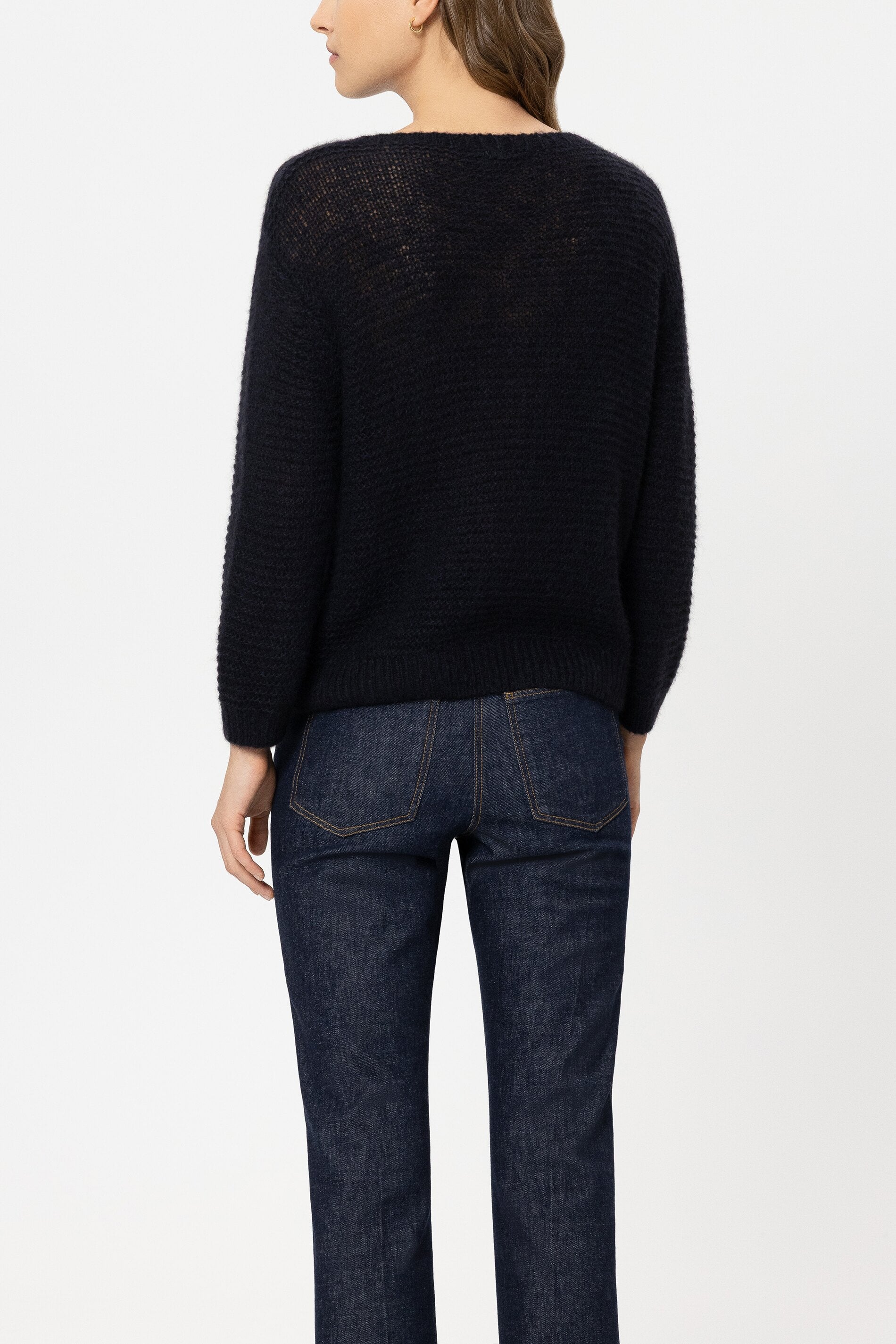 Pullover in Links-Struktur - navy blue - Standard | Model Rück